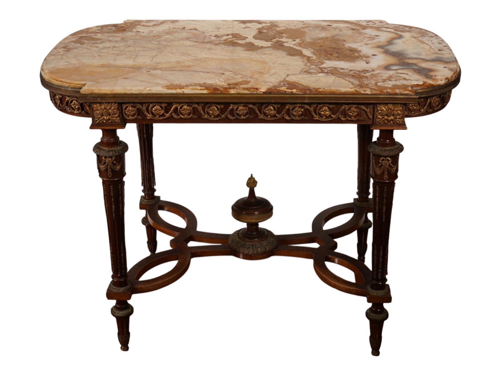 NEOCLASSICAL SIDE TABLE W STONE TOP BRASS FITTINGS (1 of 5)