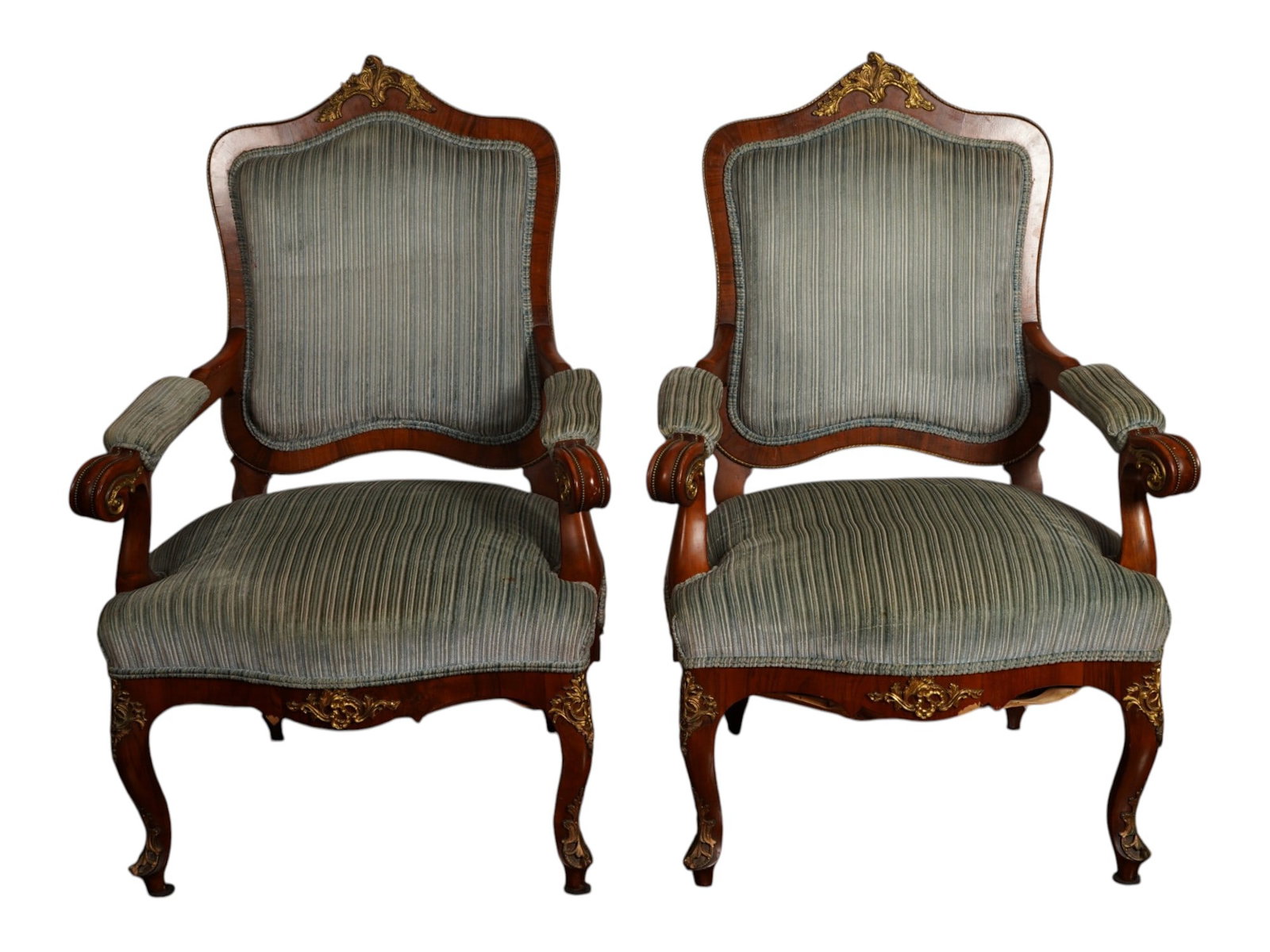 PAIR OF FRENCH LOUIS XV REVIVAL HAND CARVED ARMCHAIRS (1 of 12)