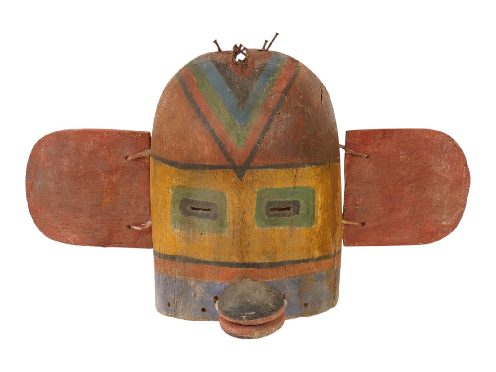 SOUTHWESTERN AMERICAN WOODEN HOPI KACHINA HELMET MASK (1 of 8)