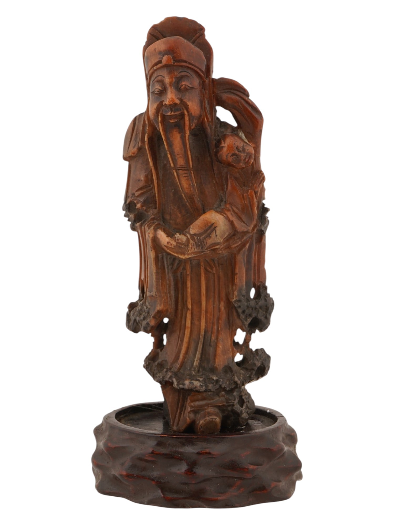 ANTIQUE 18TH C CHINESE CARVED SCULPTURE OF SHOUXING (1 of 6)