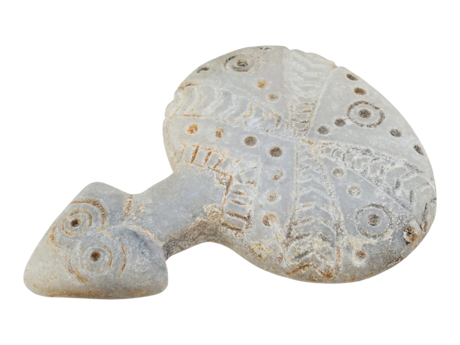 ANCIENT ANATOLIAN CARVED MARBLE DISK SHAPED IDOL (1 of 8)
