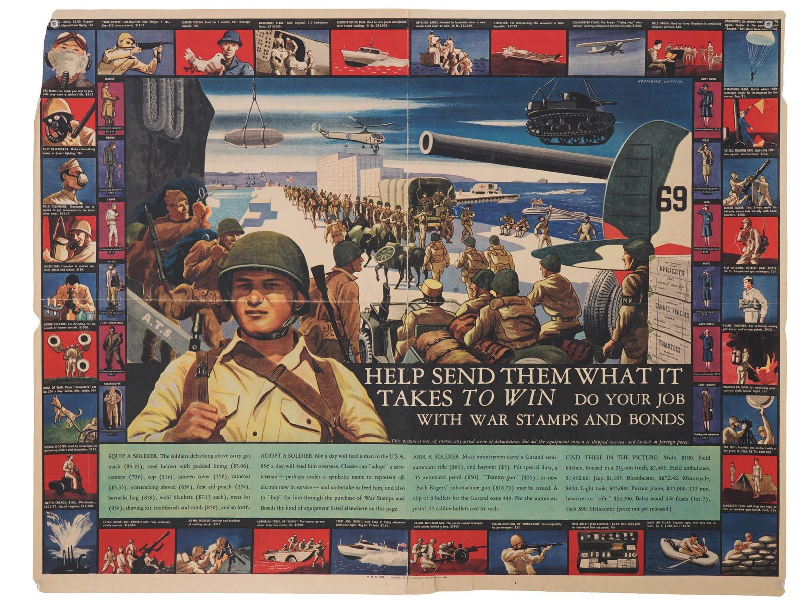 VINTAGE WWII AMERICAN MILITARY POSTER HELP SEND THEM (1 of 3)