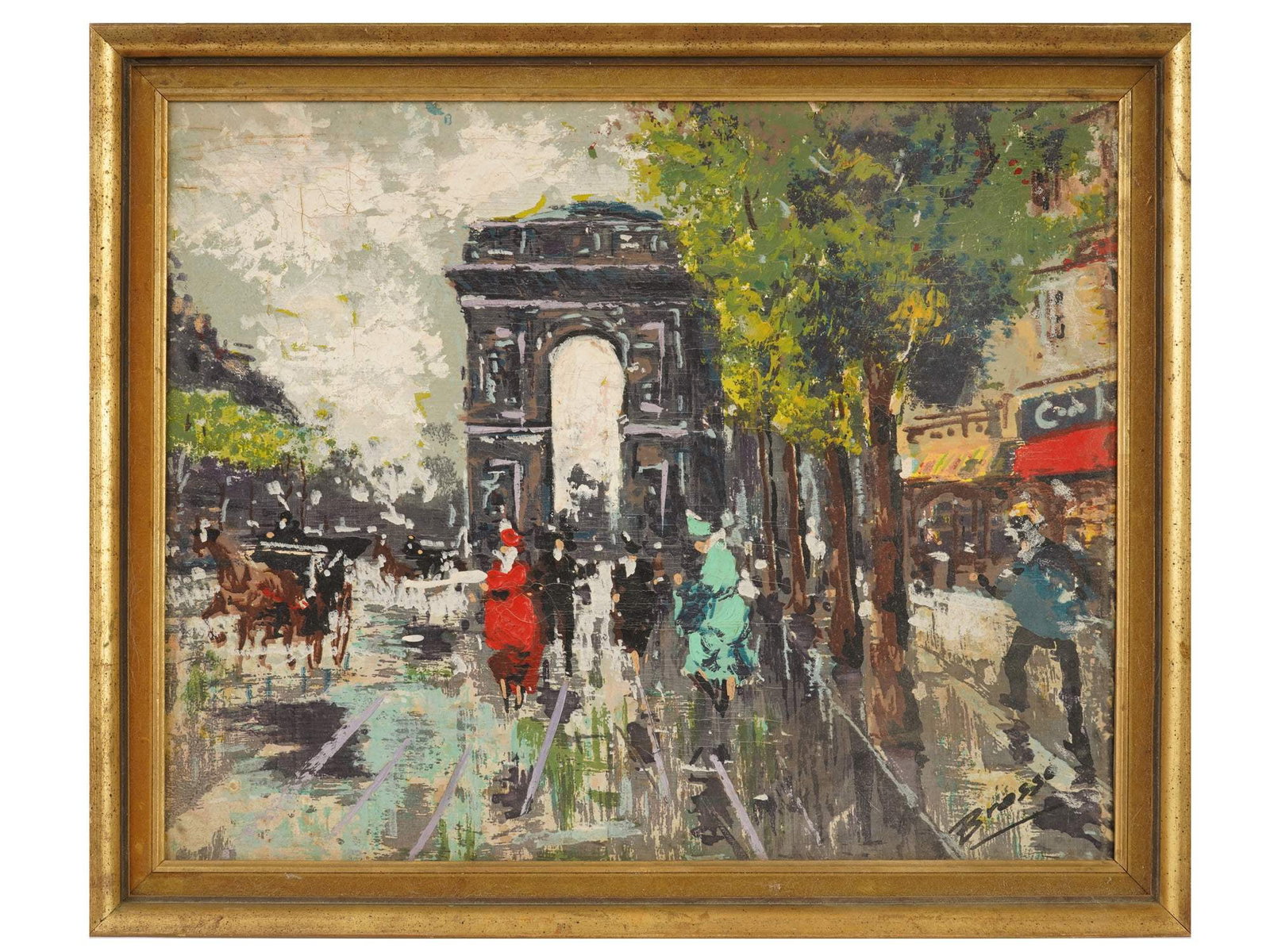VINTAGE VIEW OF PARIS OIL PAINTING SIGNED BRASSO (1 of 6)