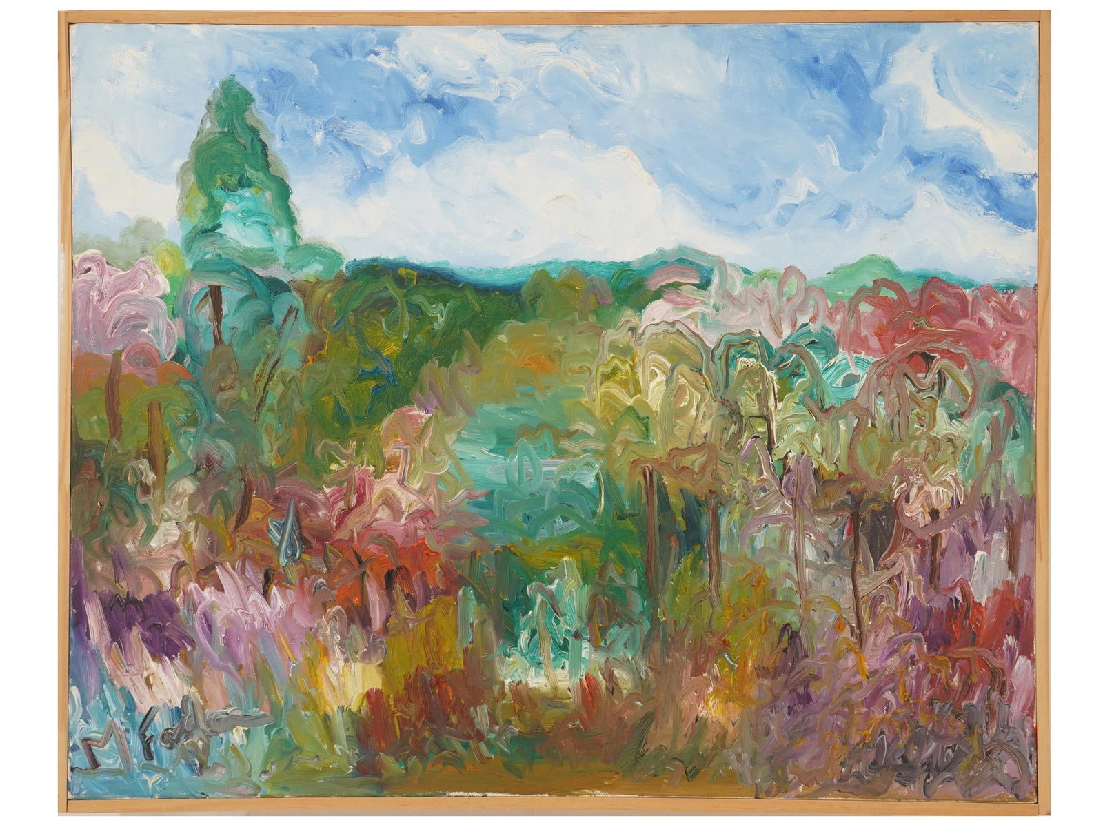 SIGNED MARY FADEN OIL EXPRESSIONIST LANDSCAPE PAINTING (1 of 5)