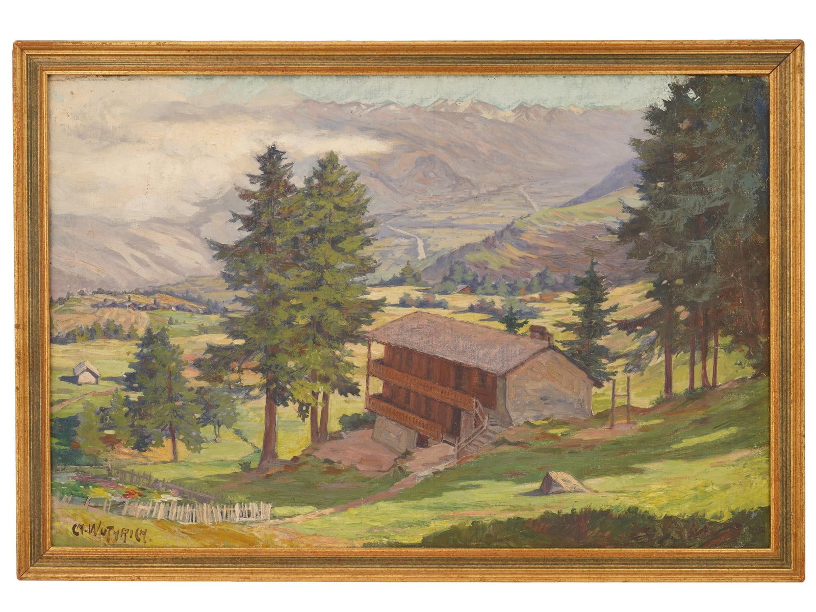 SWISS OIL LANDSCAPE PAINTING BY CHARLES WUTHRICH (1 of 6)