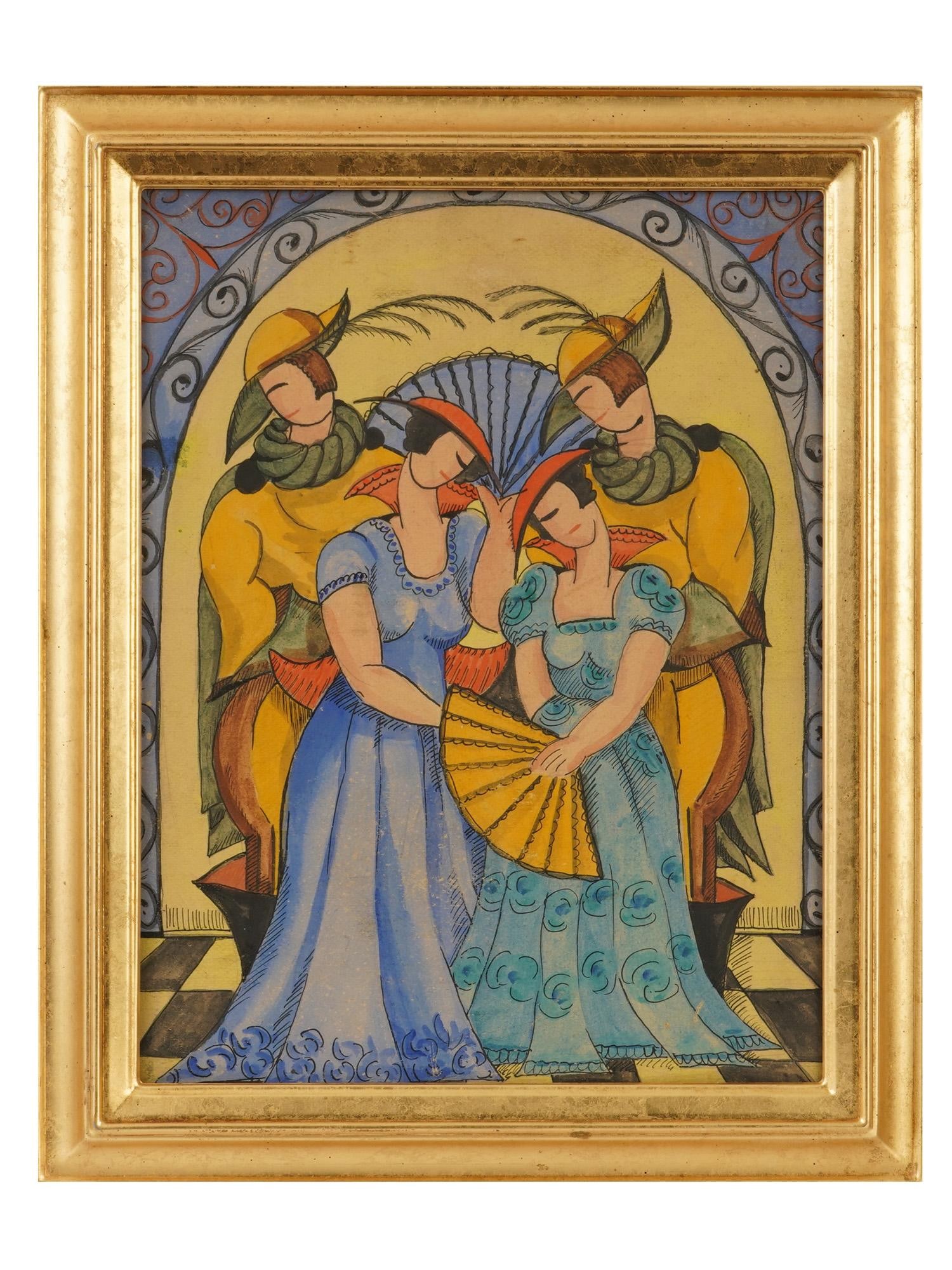 ATTR TO ALEXANDRA PREGEL RUSSIAN THEATER DESIGN PAINTING (1 of 3)