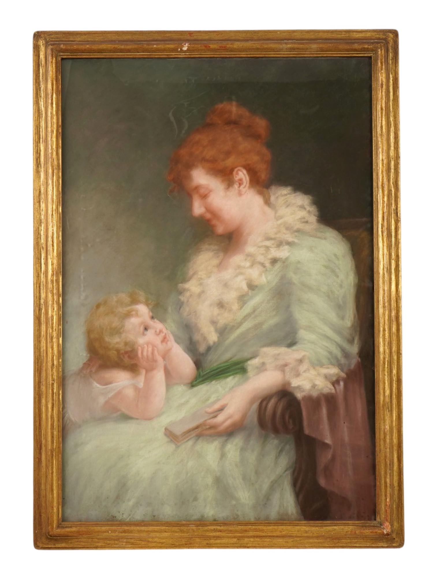 PAINTING MOTHER W CHILD SIGNED SAMUEL HENRY RIGBY (1 of 3)
