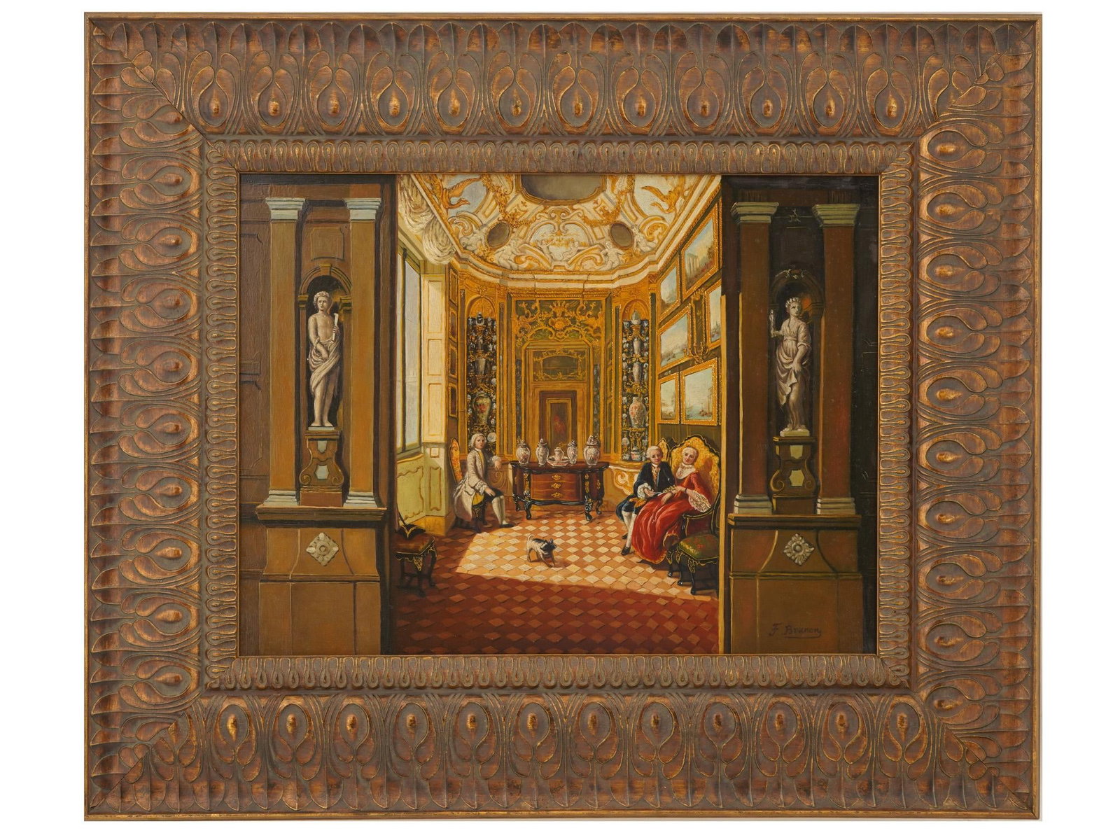 AFTER GIUSEPPE ZOCCHI ITALIAN INTERIOR OIL PAINTING (1 of 4)
