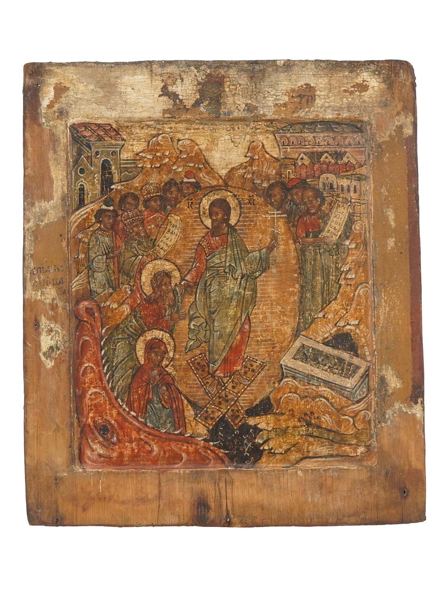 17TH C RUSSIAN ORTHODOX ICON RESURRECTION OF JESUS (1 of 6)