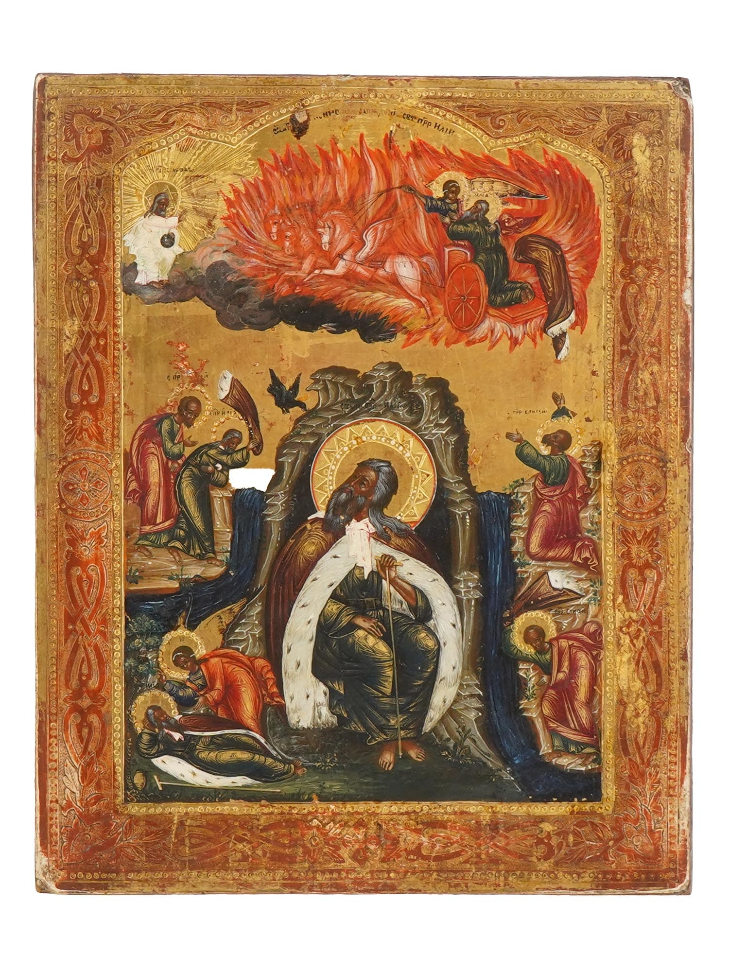 19TH C RUSSIAN ORTHODOX ICON OF ELIJAH THE PROPHET (1 of 6)