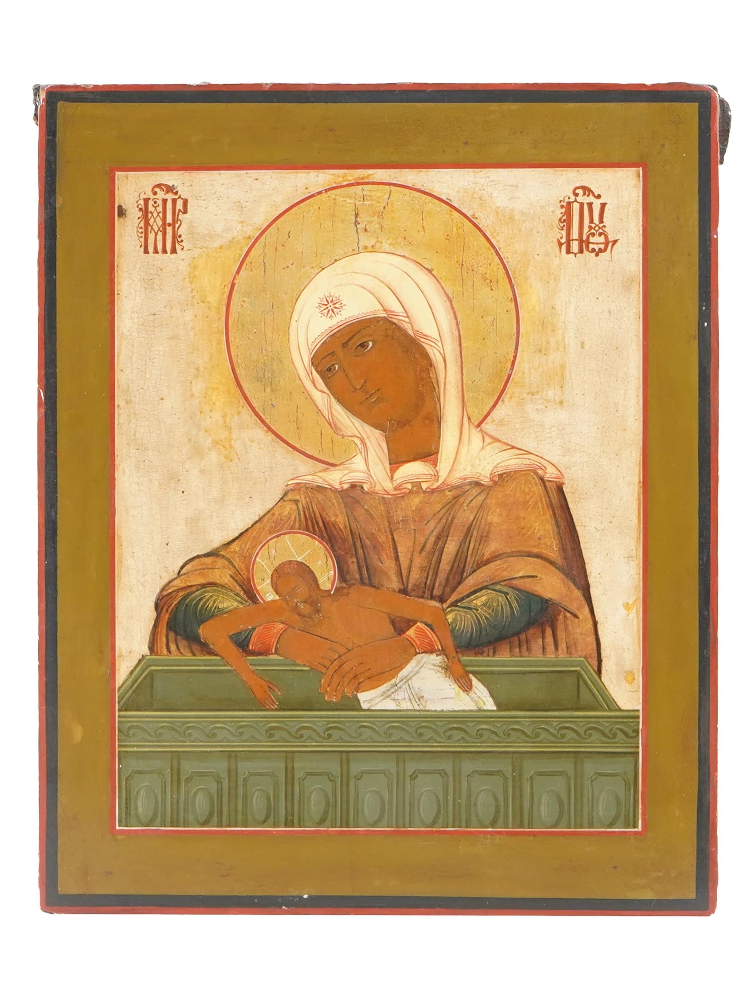 ANTIQUE RUSSIAN ICON PAINTING DONT WEEP FOR ME MOTHER (1 of 7)