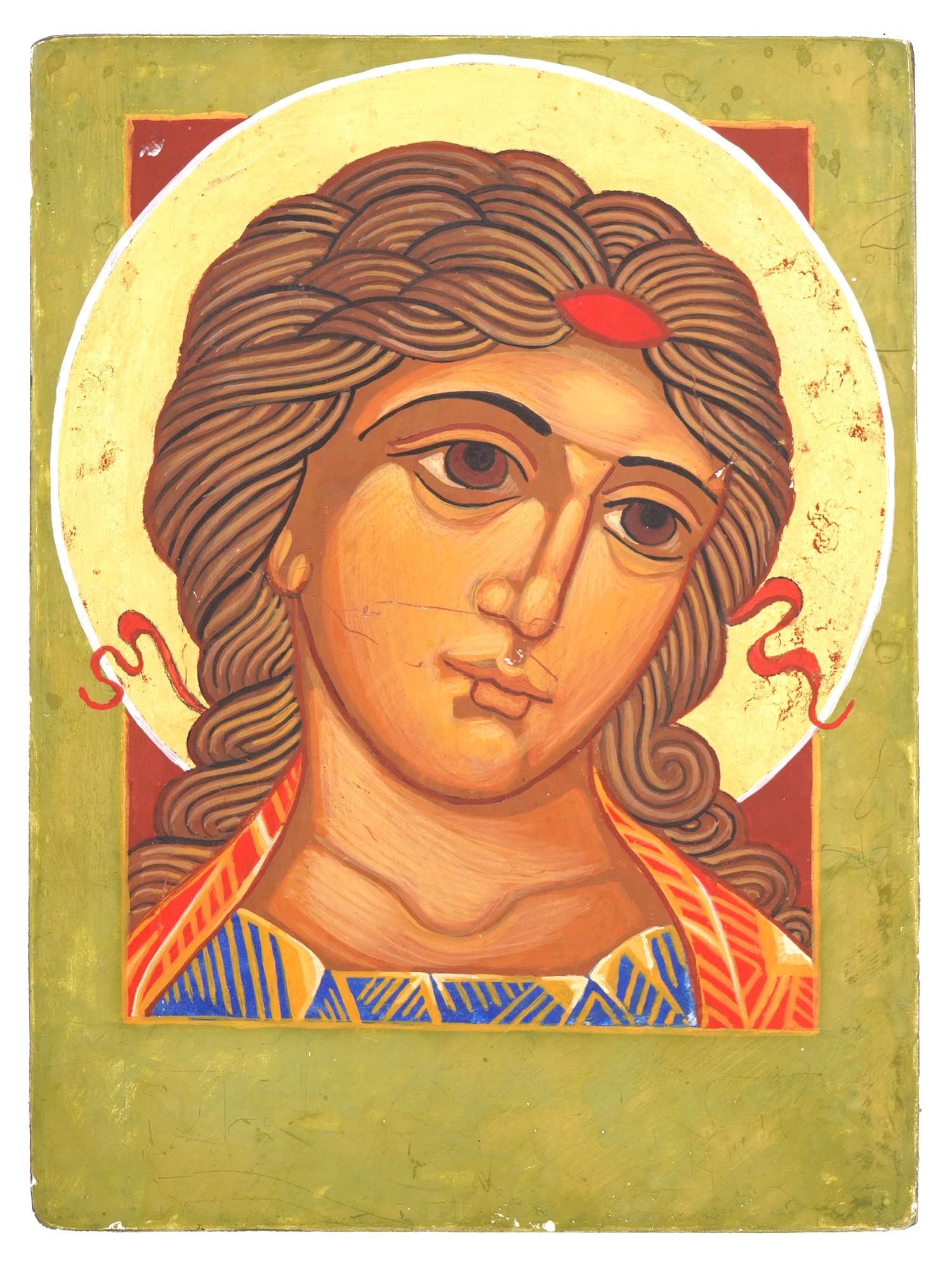 ANTIQUE RUSSIAN ICON OF ANGEL WITH GOLDEN HAIR (1 of 4)