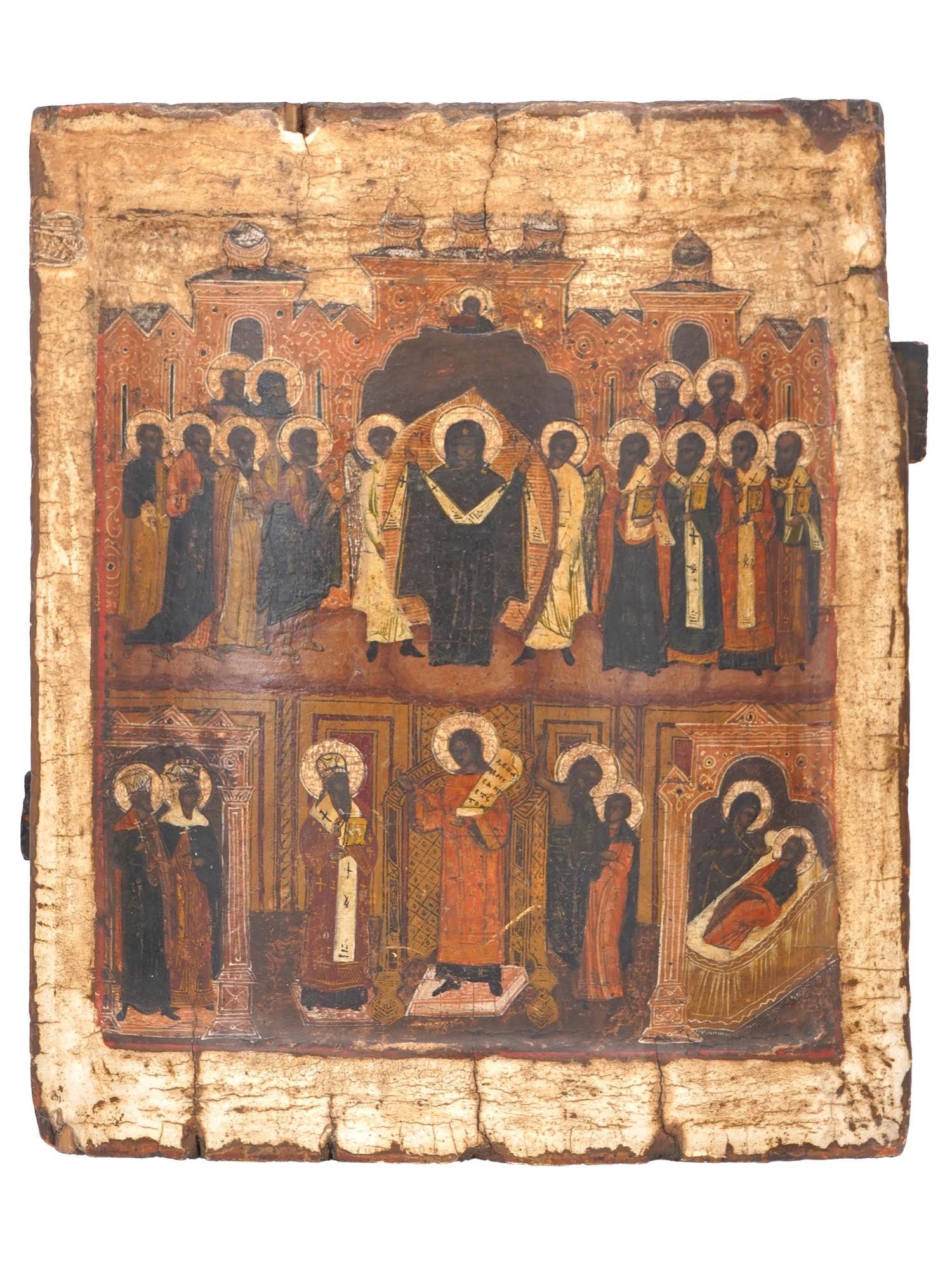 ANTIQUE RUSSIAN ICON INTERCESSION OF VIRGIN MARY (1 of 7)