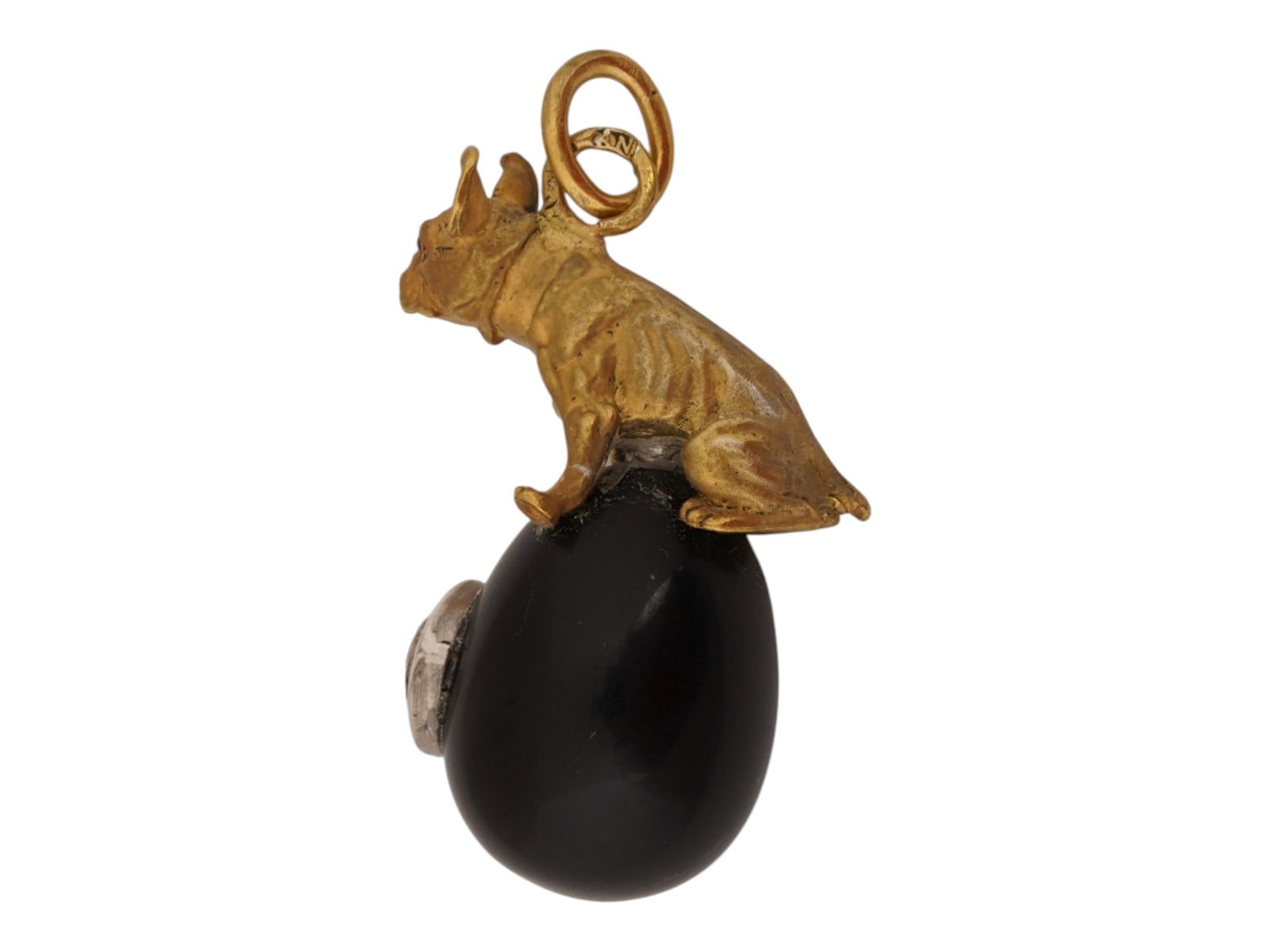 RUSSIAN SILVER BLACK JADE RUBY EASTER EGG PENDANT - 3