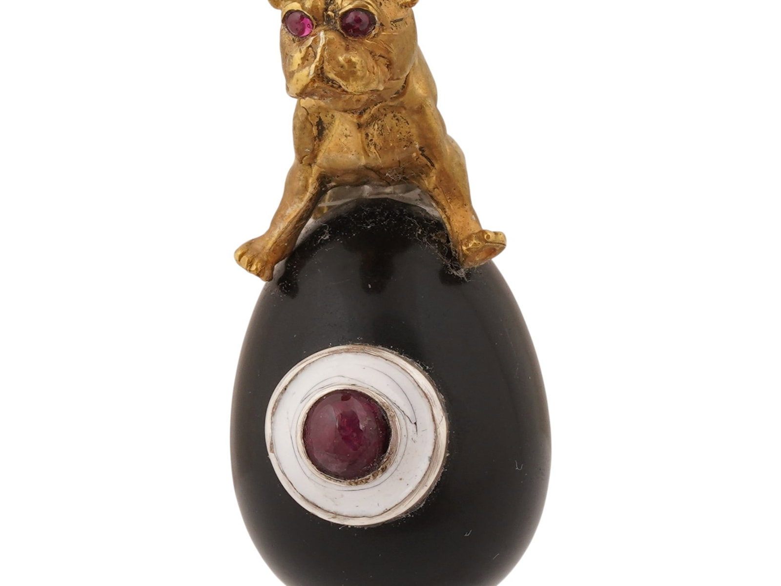 RUSSIAN SILVER BLACK JADE RUBY EASTER EGG PENDANT - 6