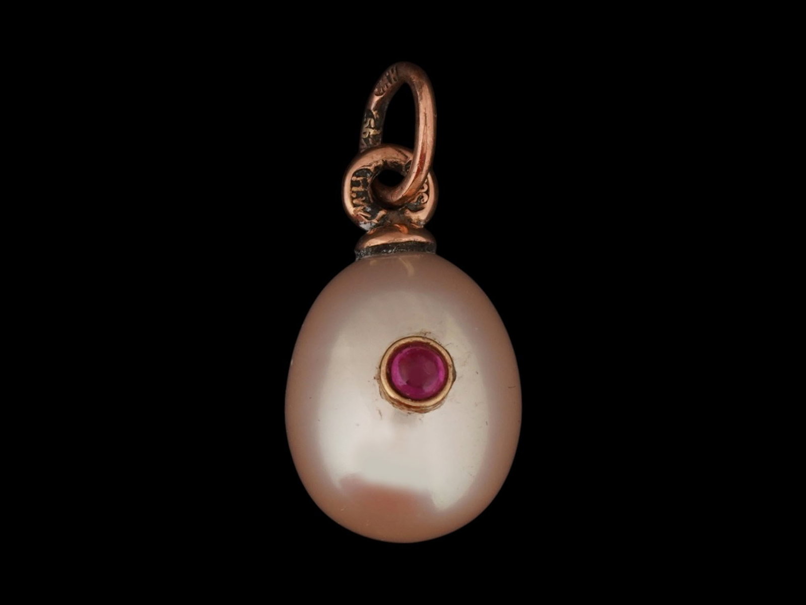 RUSSIAN GOLD AND PEARL EASTER EGG PENDANT WITH RUBY (1 of 5)