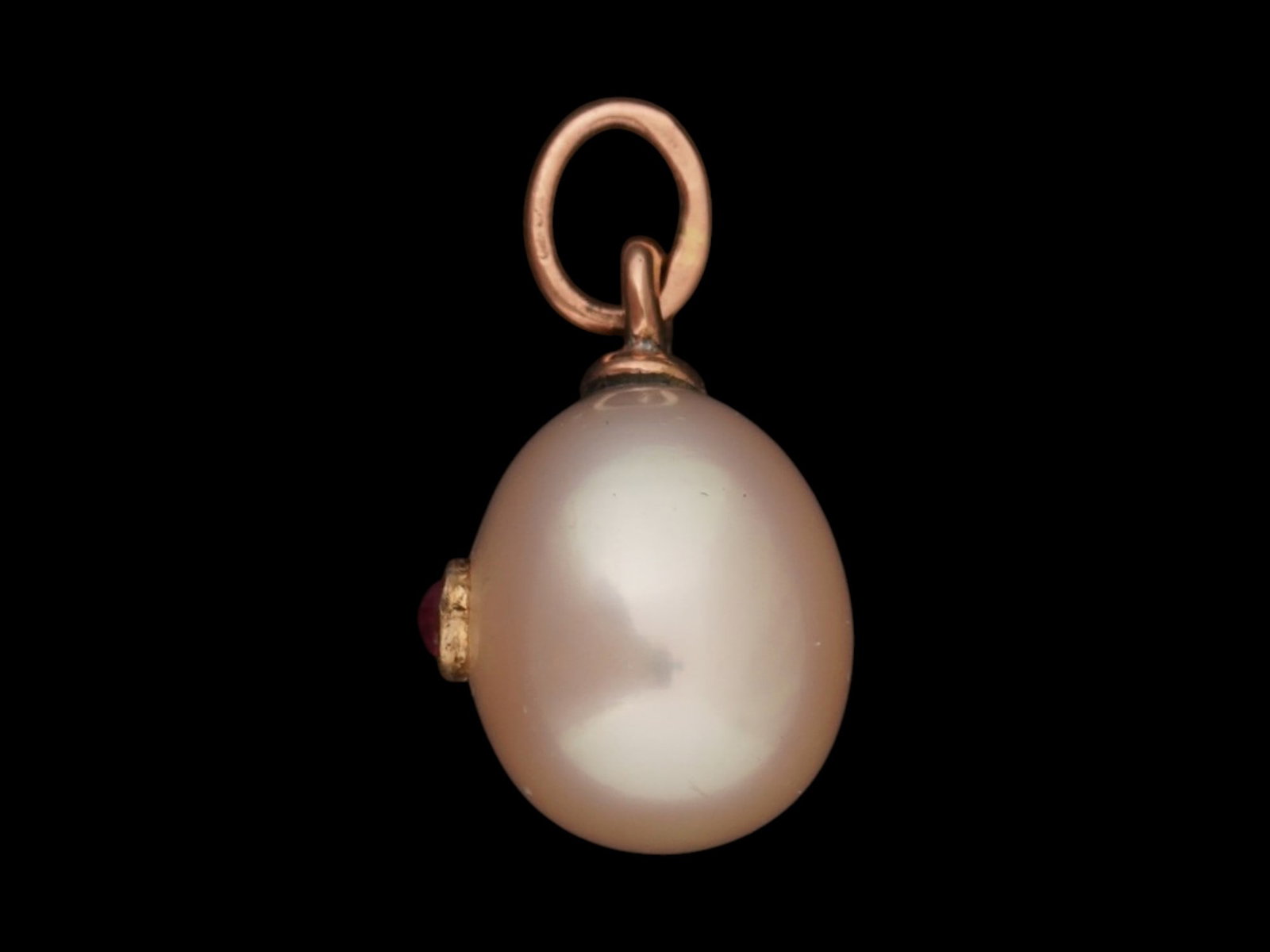RUSSIAN GOLD AND PEARL EASTER EGG PENDANT WITH RUBY - 3