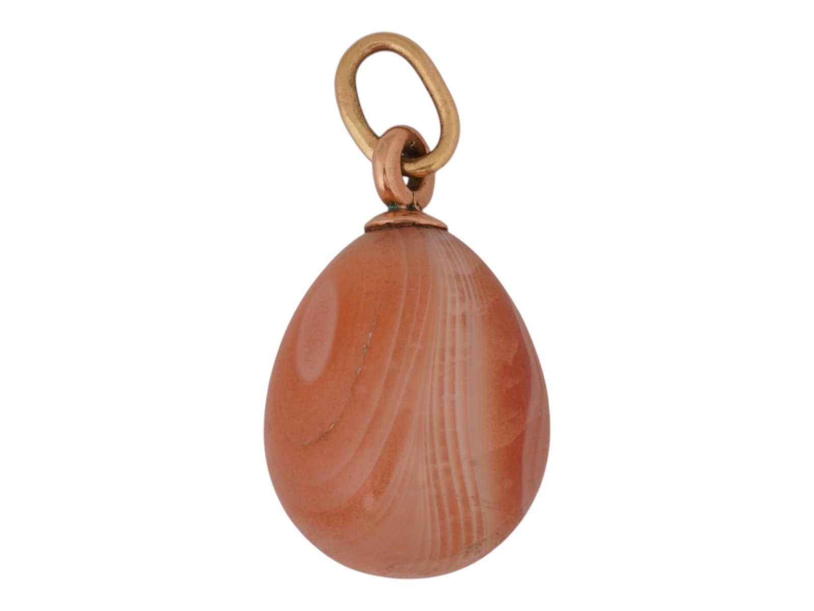 RUSSIAN 14K GOLD CARVED ROSE QUARTZ EASTER EGG PENDANT (1 of 5)