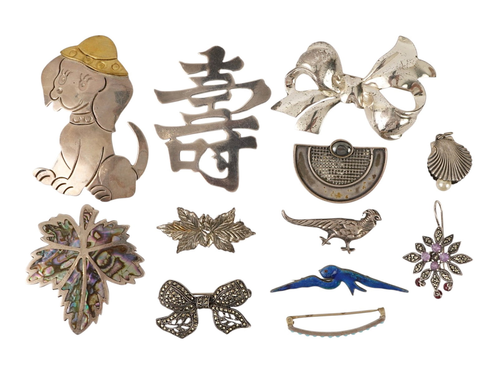 COLLECTION OF STERLING SILVER FIGURAL BROOCHES (1 of 5)