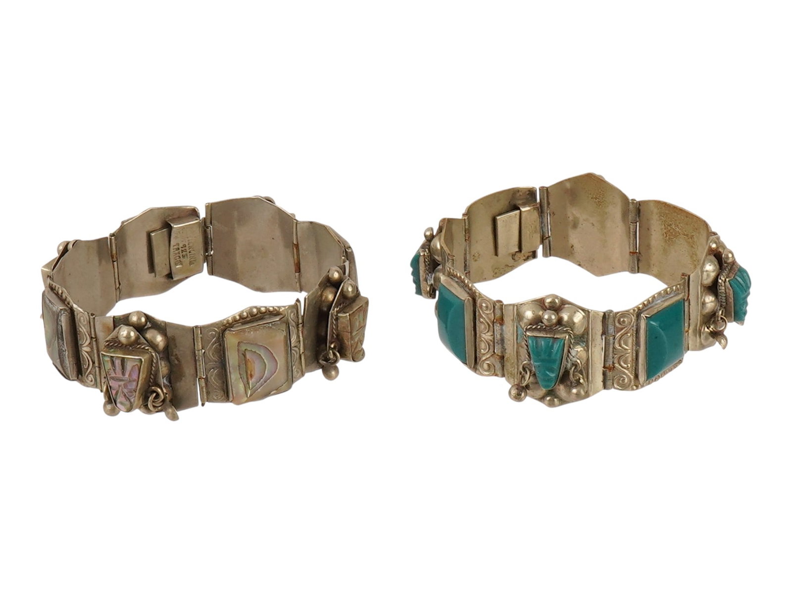 PAIR OF VINTAGE MEXICAN STERLING SILVER LINK BRACELETS (1 of 6)