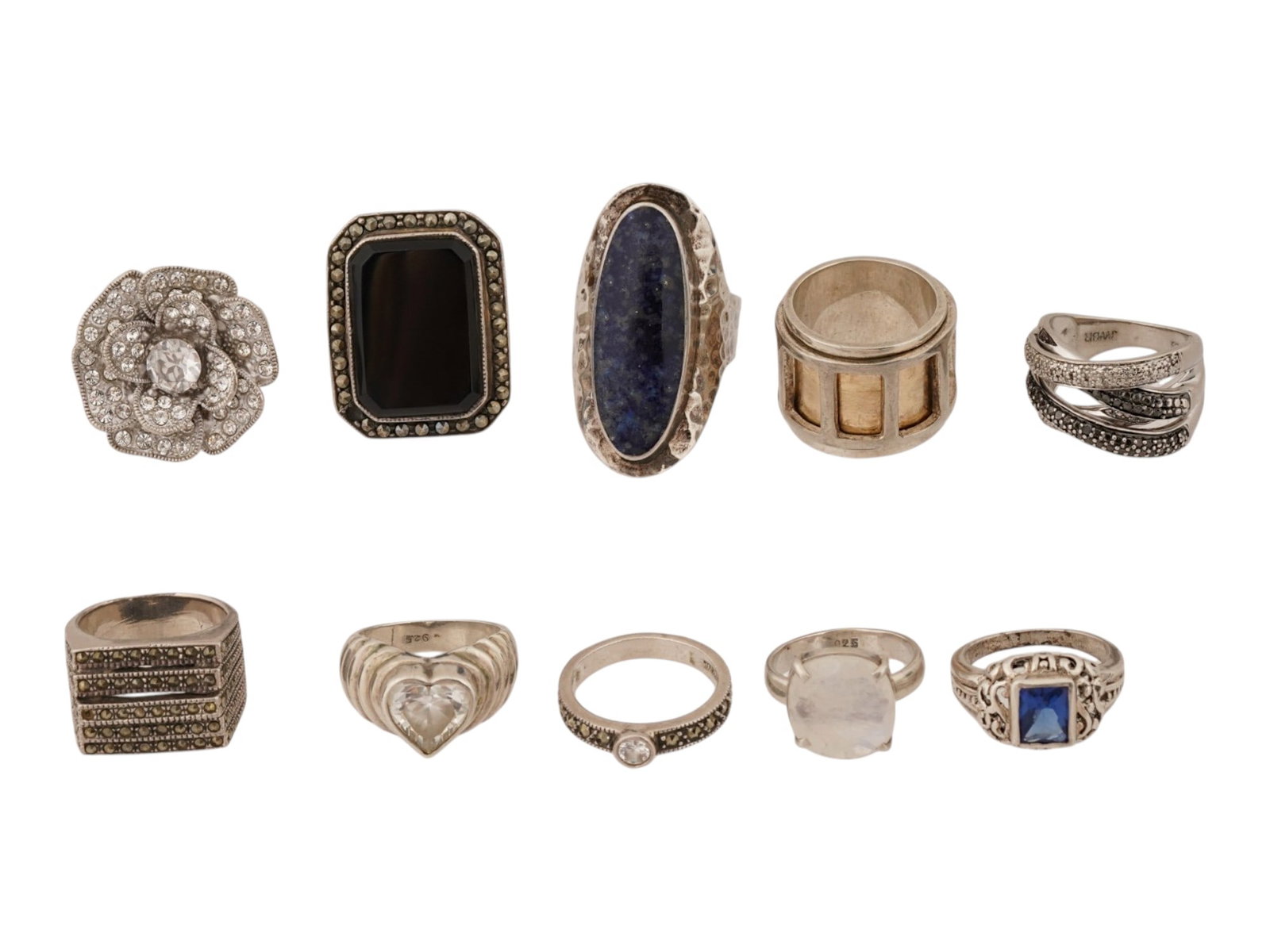 VINTAGE JEWELED STERLING SILVER STATEMENT RINGS (1 of 15)