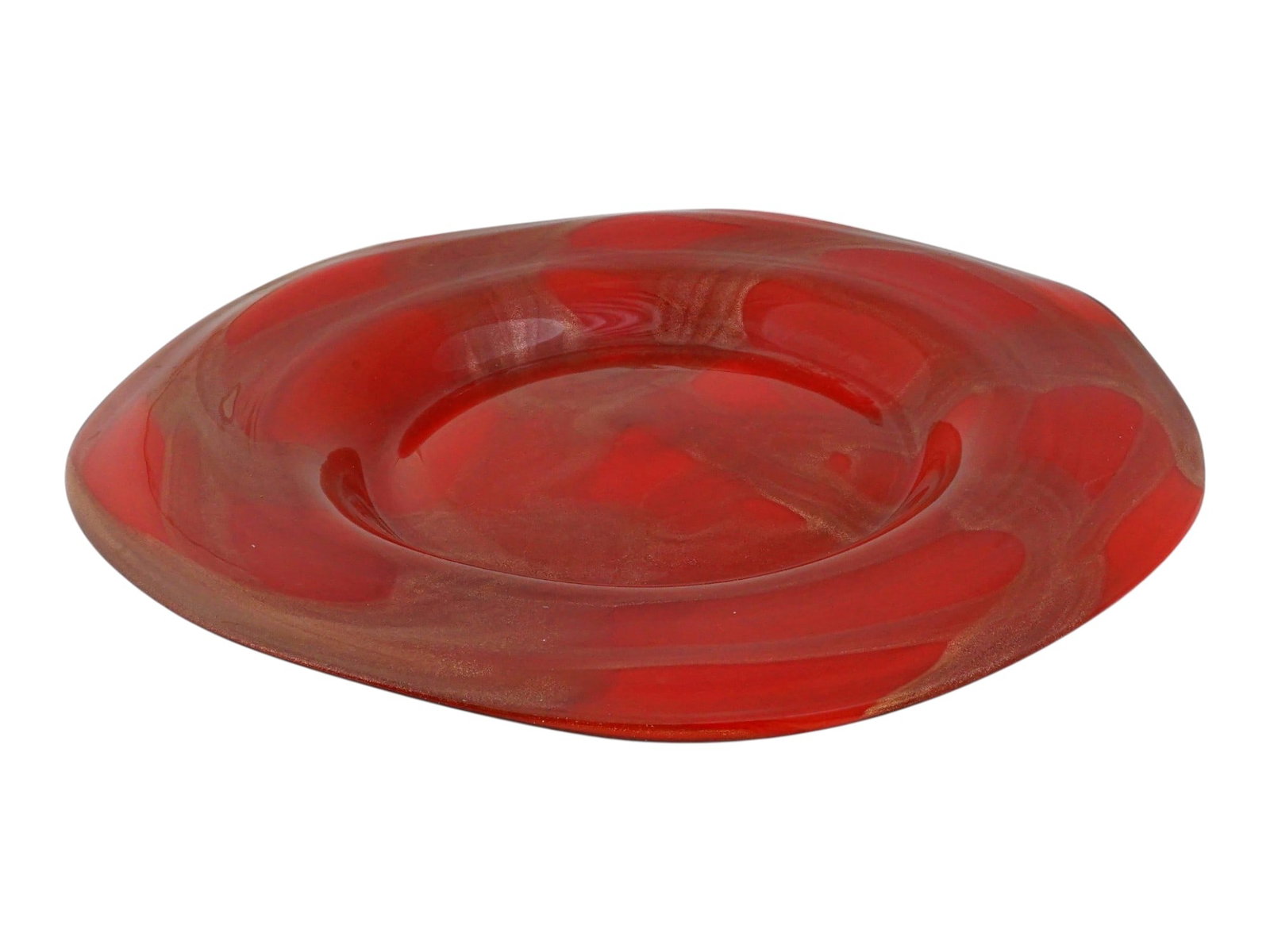 VINTAGE HAND BLOWN MURANO RED ART GLASS CHARGER PLATTER (1 of 8)