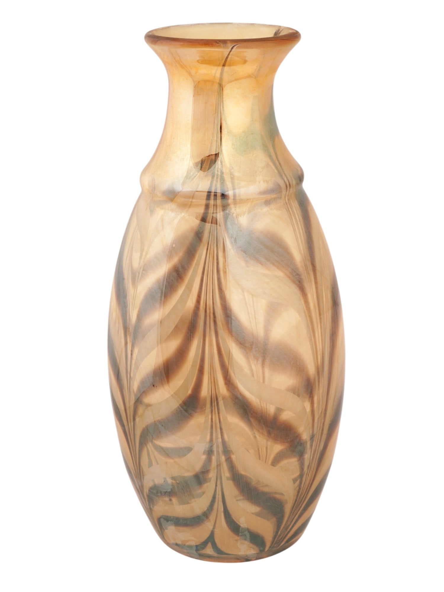 VINTAGE BROWN HAND BLOWN GLASS VASE (1 of 7)