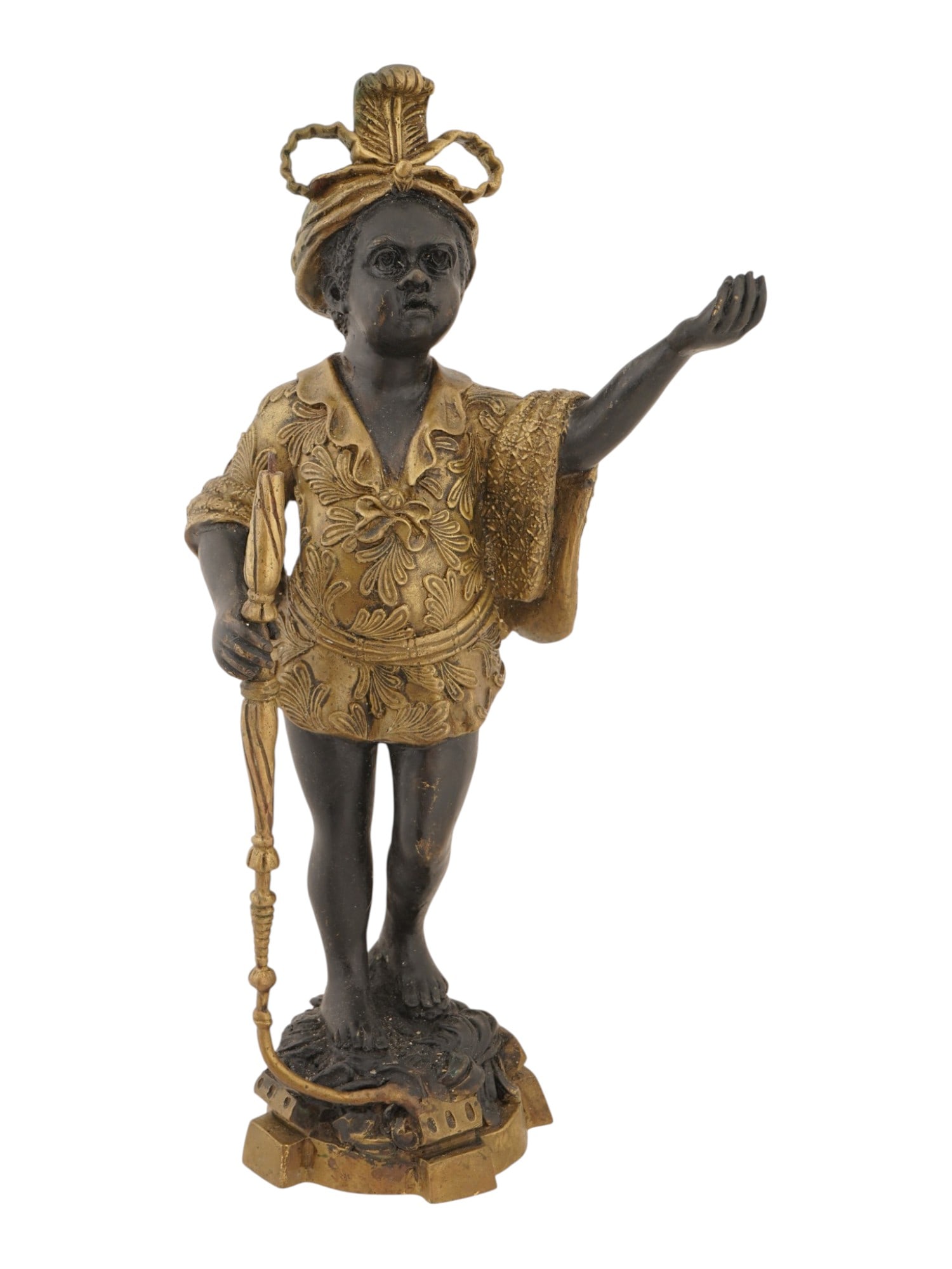 ANTIQUE GILT BRONZE CANDLE HOLDER OF BLACKAMOOR FIGURE (1 of 7)
