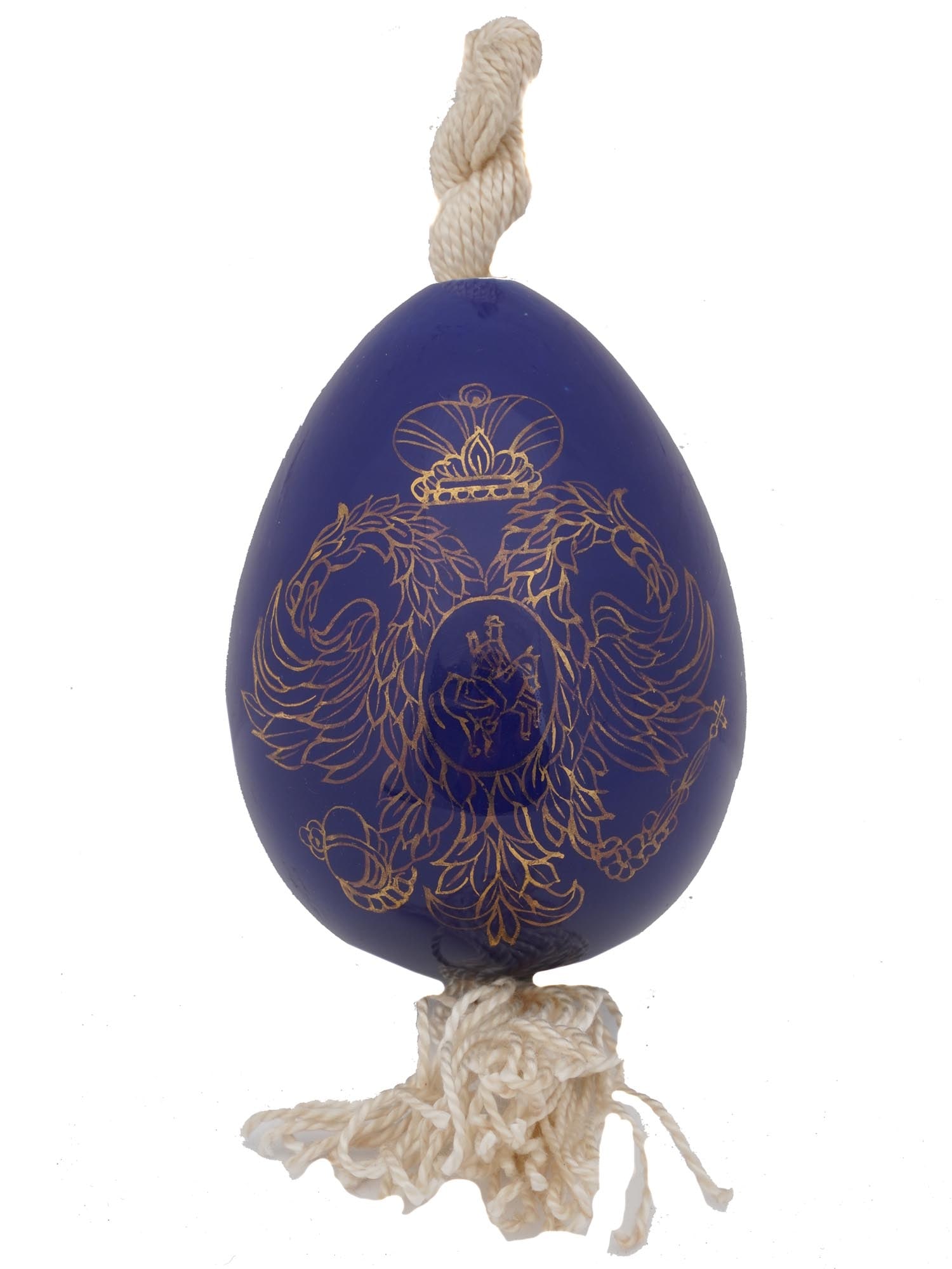 LARGE RUSSIAN PORCELAIN EASTER EGG W GILDED EAGLE - 2