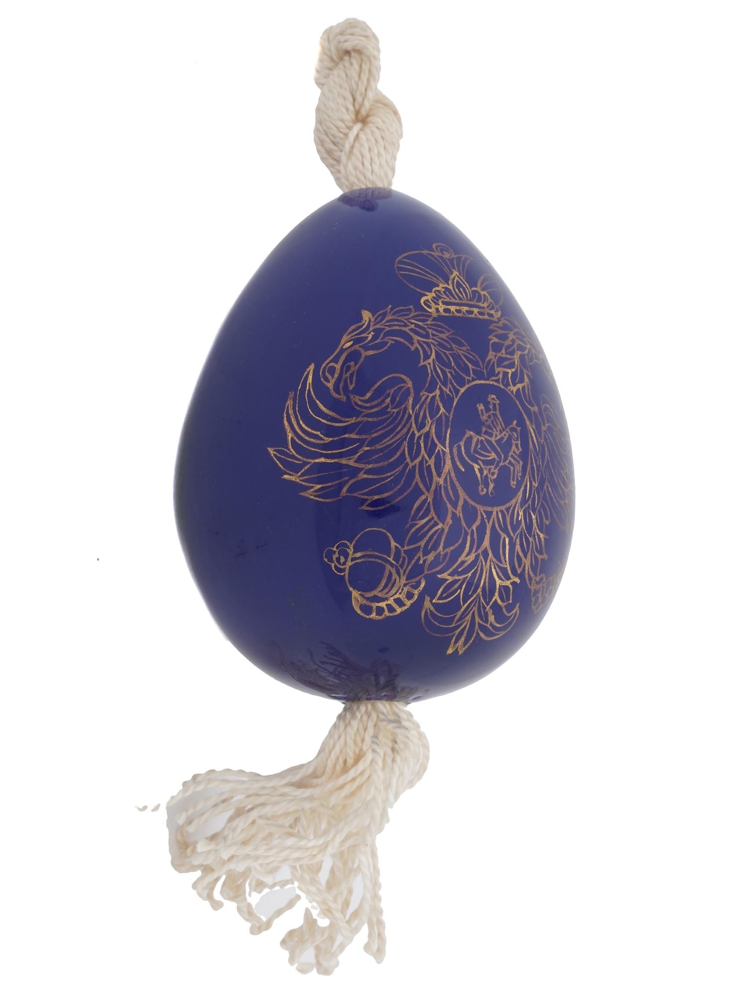 LARGE RUSSIAN PORCELAIN EASTER EGG W GILDED EAGLE - 3