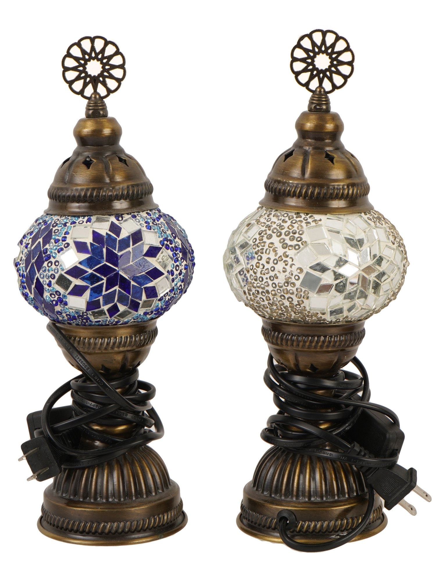 TURKISH TABLE LAMPS W MOSAIC COLORED GLASS SHADES (1 of 9)