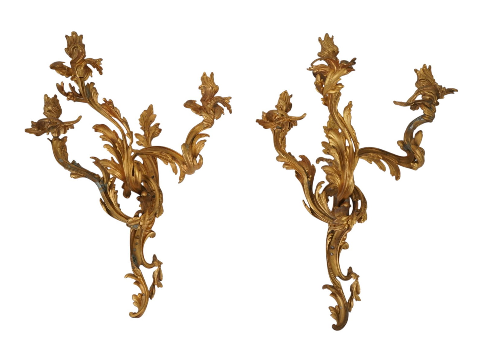PAIR OF ANTIQUE FRENCH LOUIS XV STYLE WALL SCONCES (1 of 4)