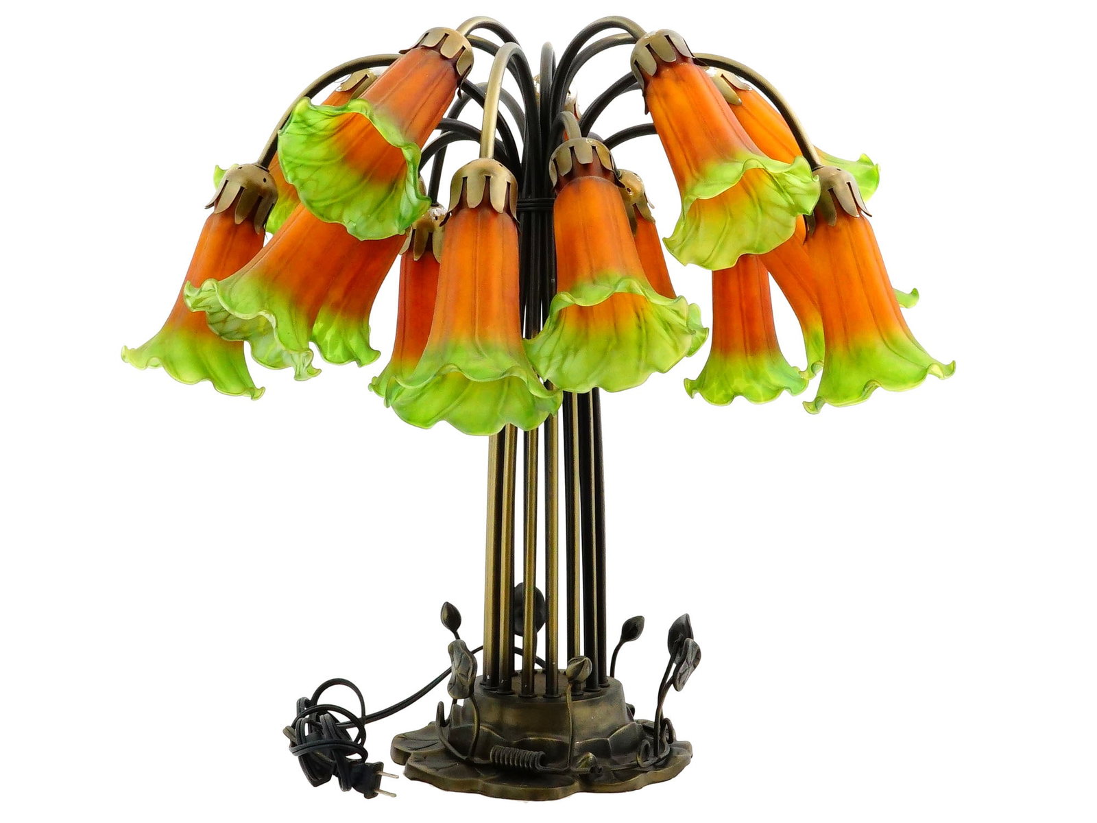 MID 20TH CEN TIFFANY STYLE WATER LILY DESK LAMP (1 of 8)