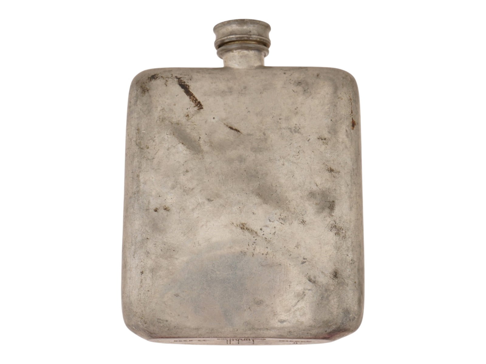 ENGLISH DUNHILL RECTANGULAR PLATED FLASK MARKED - 2