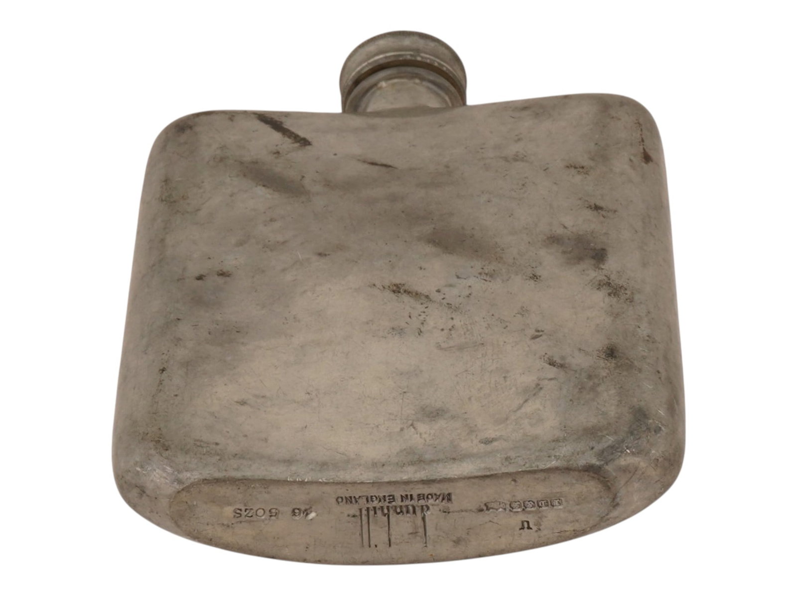 ENGLISH DUNHILL RECTANGULAR PLATED FLASK MARKED - 4