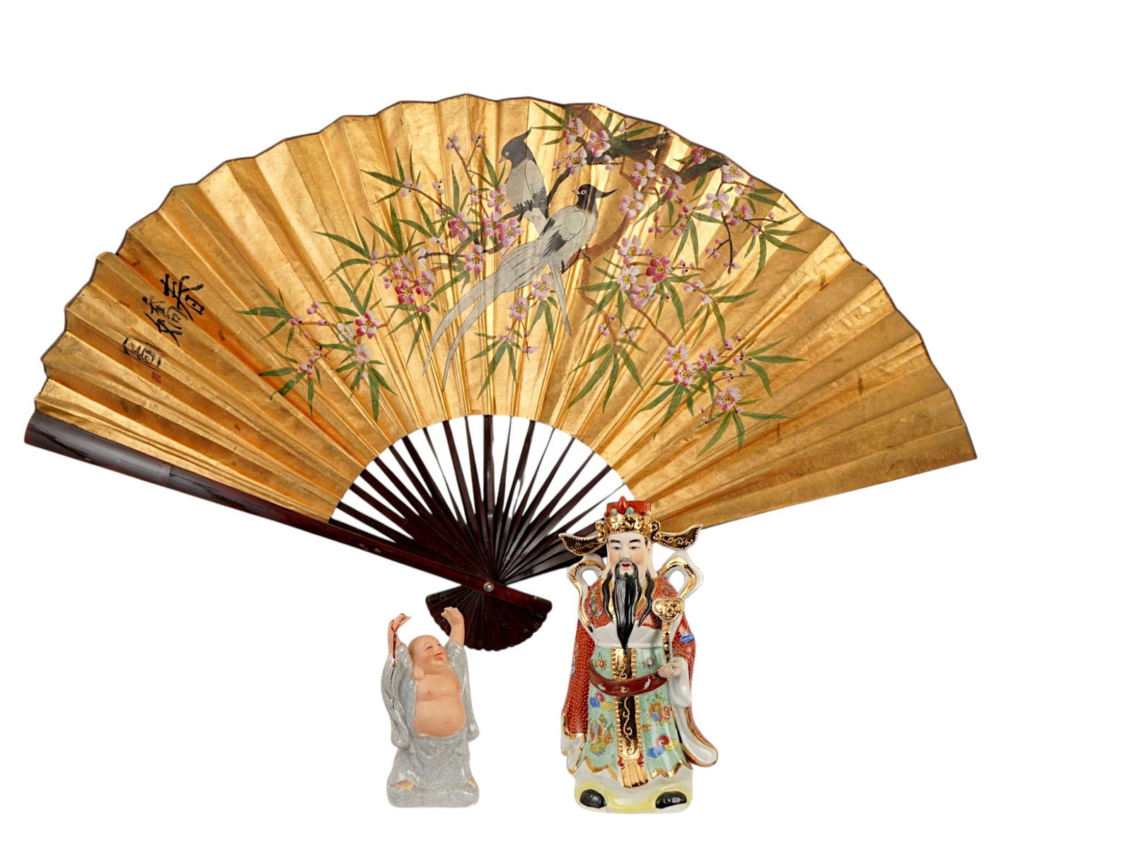 LOT OF CHINESE HAND PAINTED FAN PORCELAIN FIGURINES (1 of 11)
