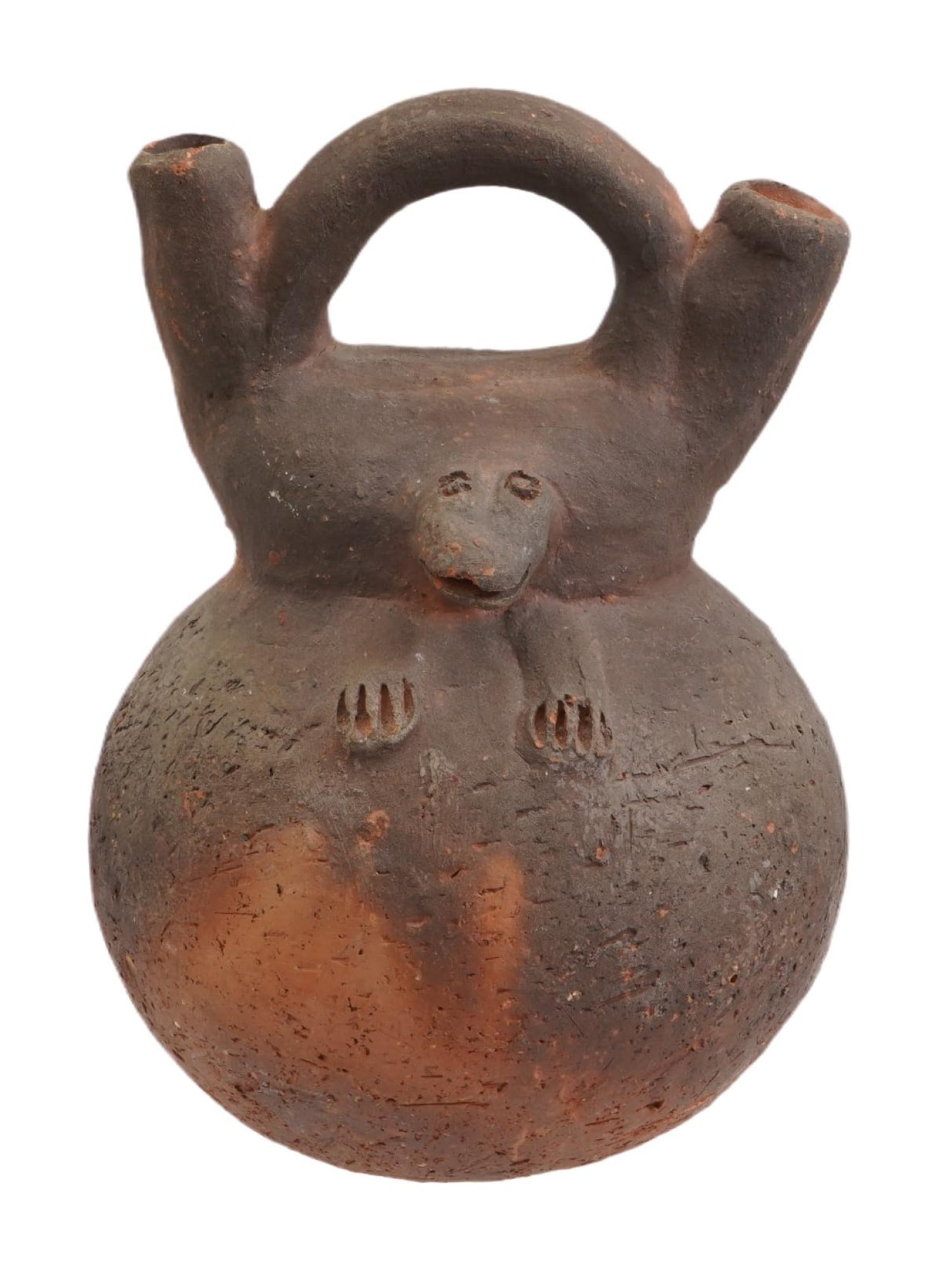 ANCIENT PRE COLUMBIAN TERRACOTTA FIGURAL SPOUT VESSEL (1 of 6)