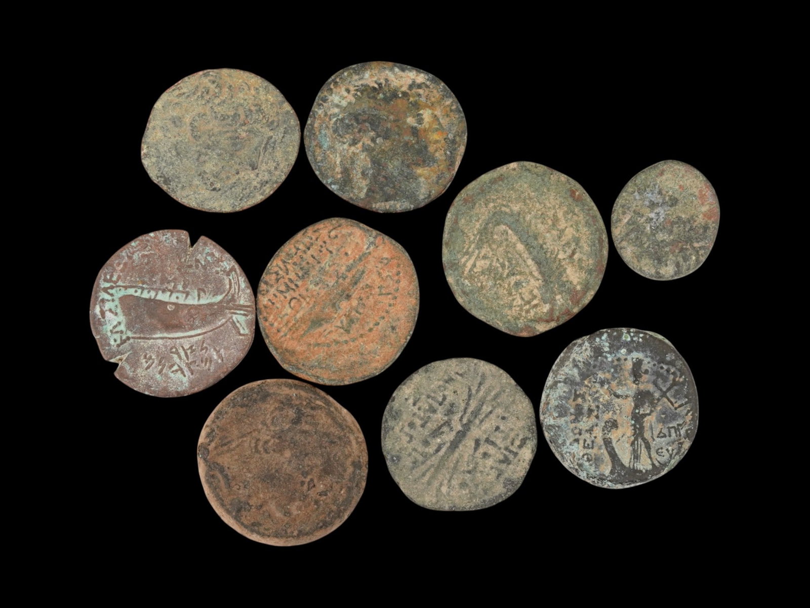 GROUP OF ANCIENT GREEK BRONZE COINS CA 400 TO 100 BC (1 of 4)