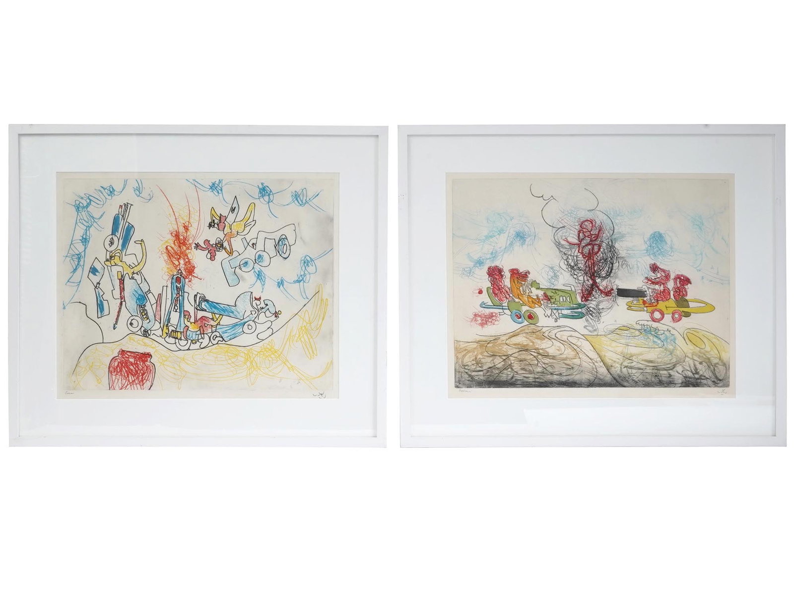 CHILEAN ETCHING LES OH! TOMOBILES BY ROBERTO MATTA (1 of 6)