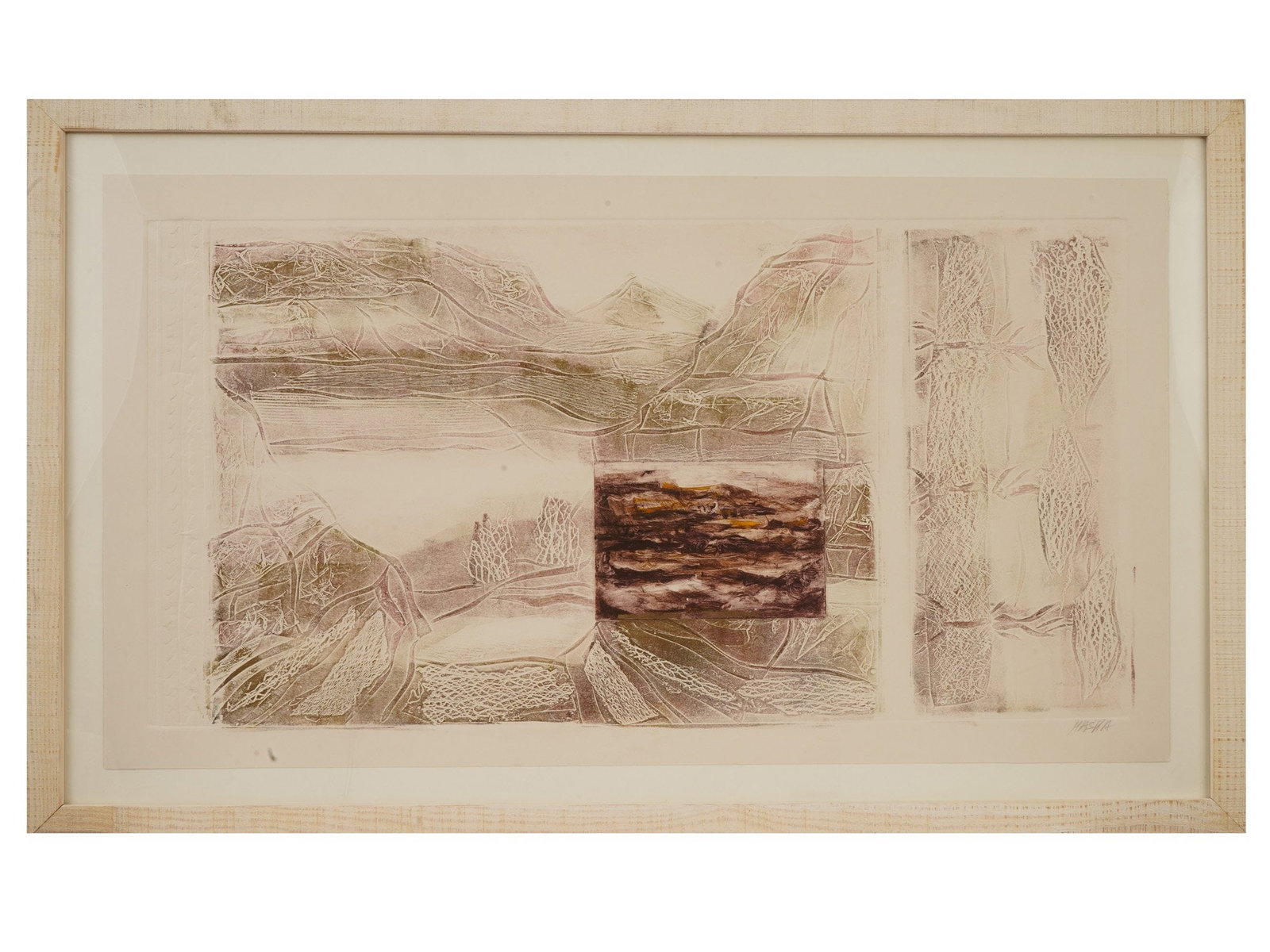 ABSTRACT LANDSCAPE MIXED MEDIA PRINT SIGNED MASHA (1 of 5)