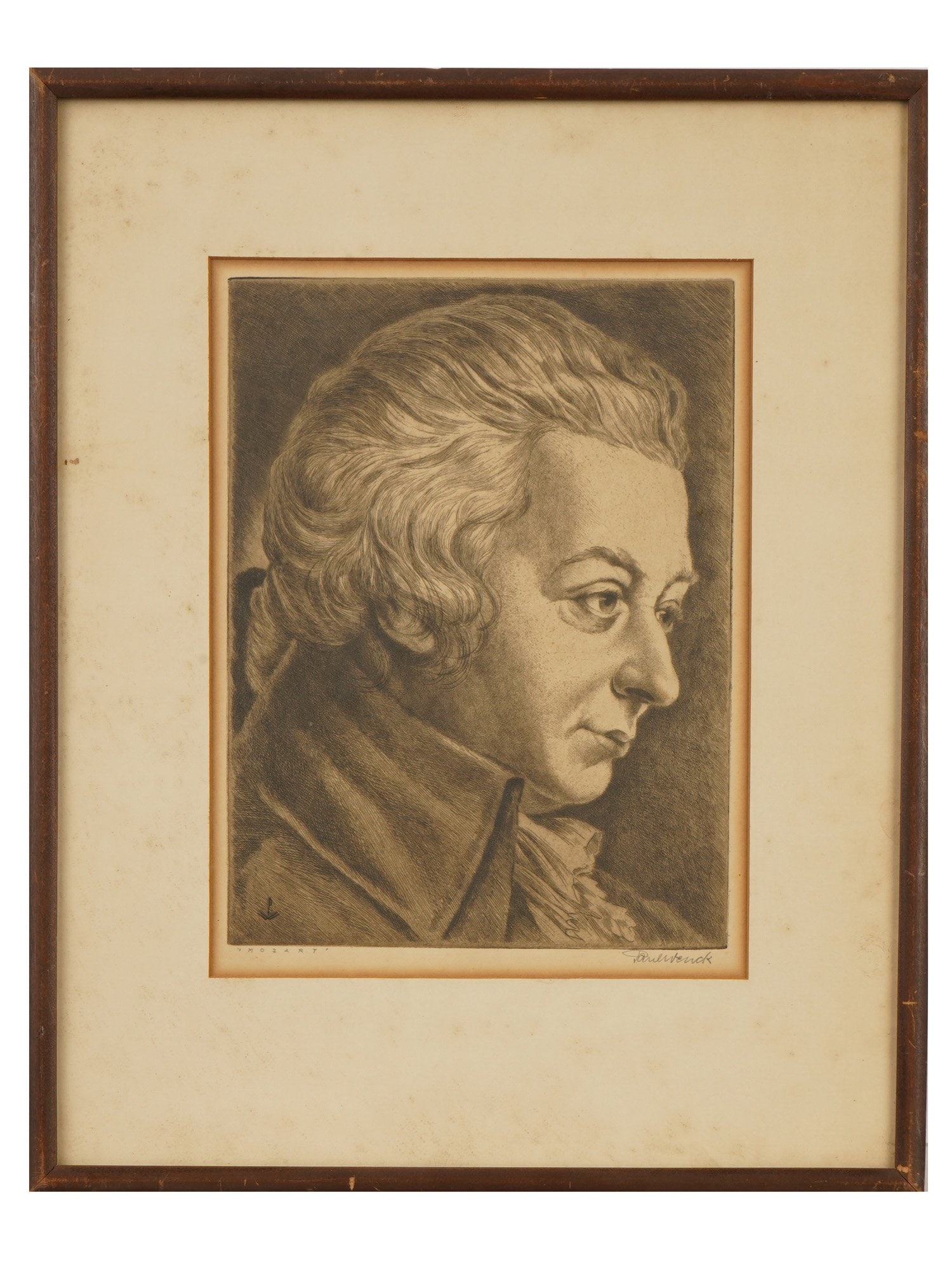 GERMAN MOZART PORTRAIT ETCHING BY PAUL WENCK SIGNED (1 of 5)
