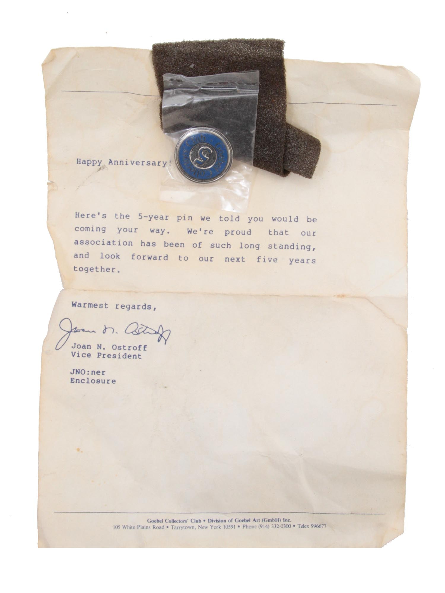 TWO VINTAGE PINS WITH SIGNED DOCUMENTS - 2