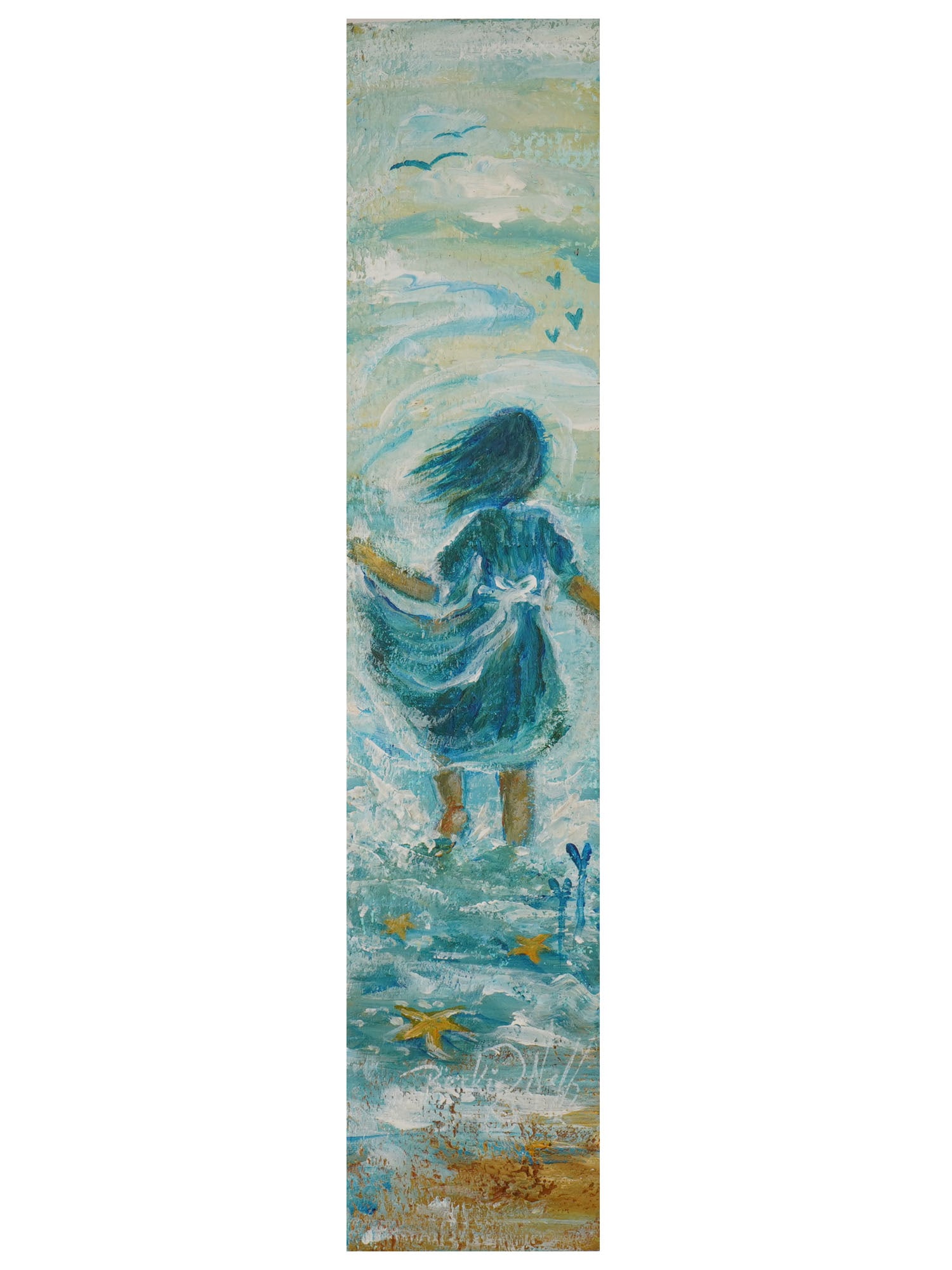 CONTEMPORARY AMERICAN OIL PAINTING BY BECKIE J NEFF: Beckie J. Neff, a Contemporary American artist, an oil painting on board, Run Free, 2022. Signed lower right. Additionally signed, inscribed, titled and dated, on the backside. Beckie J. Neff is an Am
