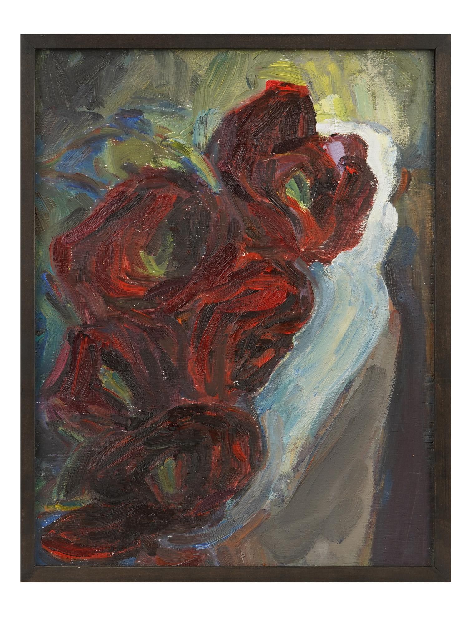 OIL EXPRESSIONIST STILL LIFE WITH RED ROSES (1 of 5)