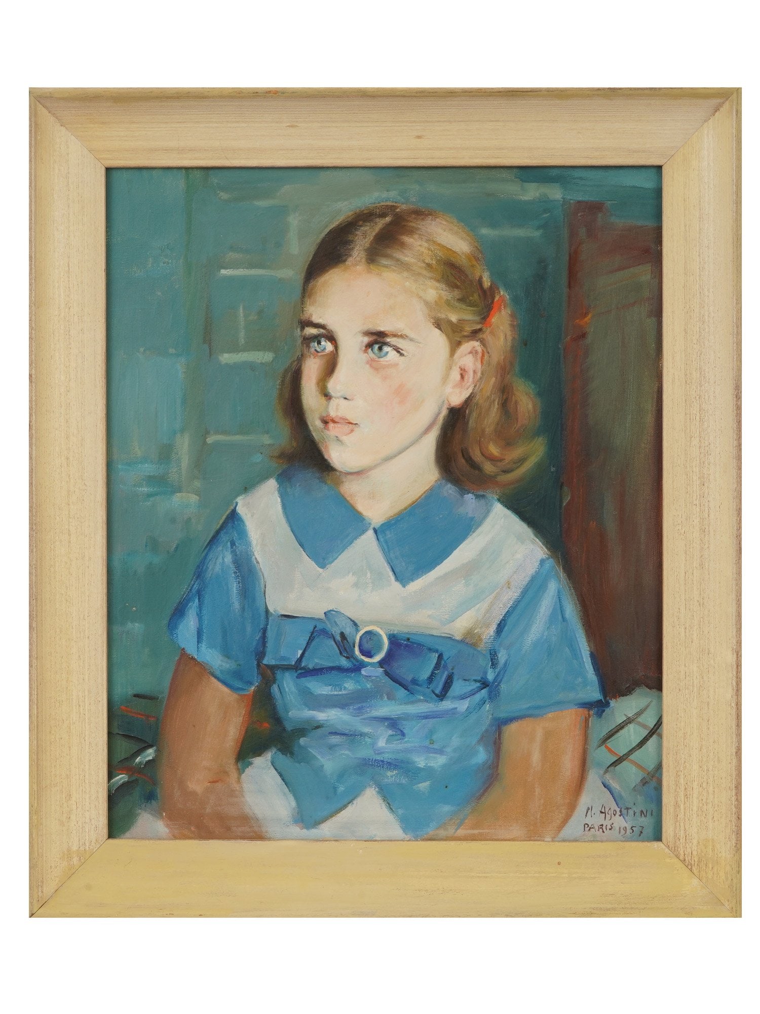 VINTAGE OIL PORTRAIT PAINTING BY AGOSTINI 1957 (1 of 4)