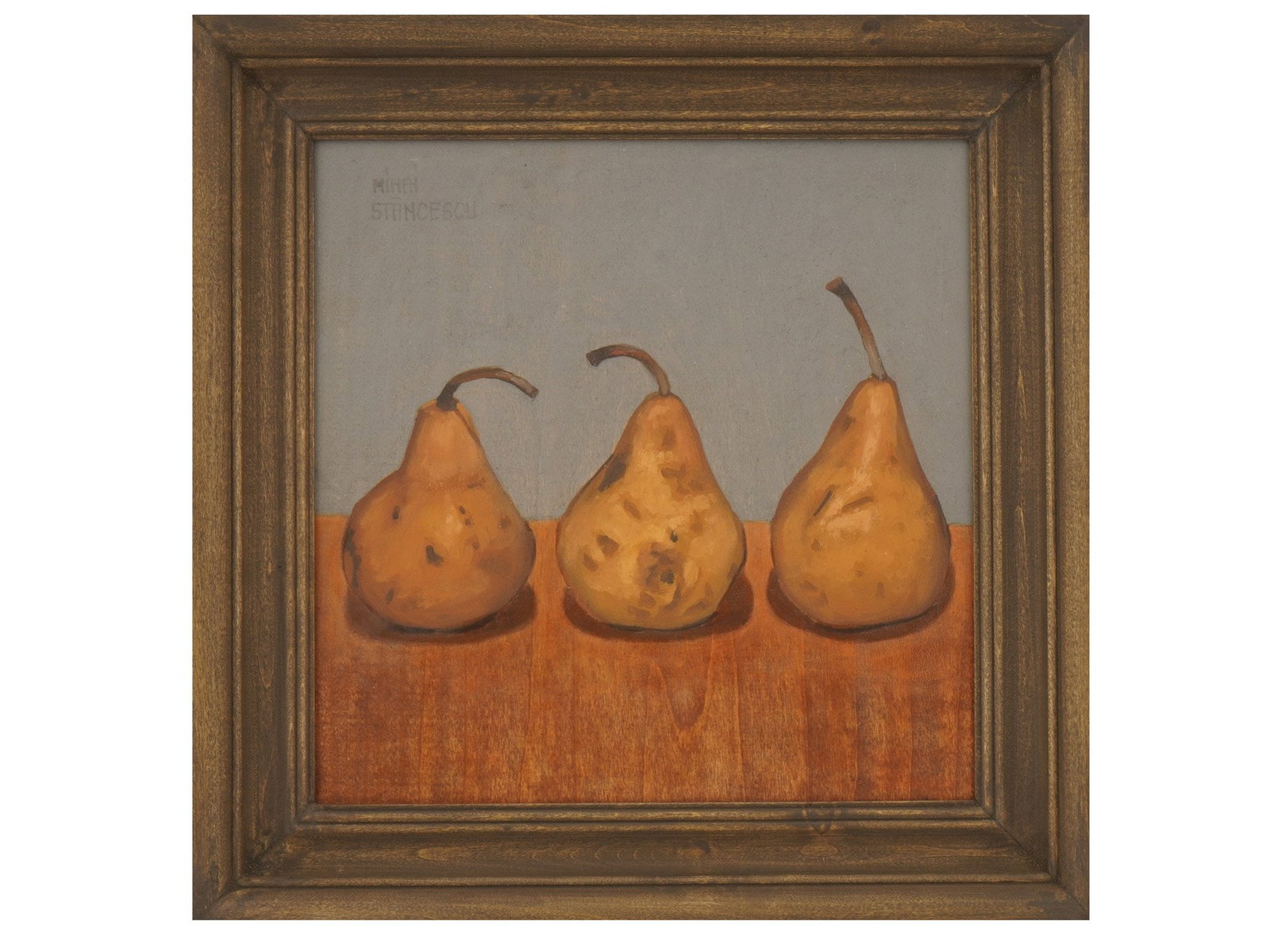 MIHAI STANCESCU AMERICAN PAINTING STILL LIFE W FRUITS: Mihai Stancescu, American, born 1966, an oil painting on a wood panel depicting a still life with fruits. Signed upper left. Framed. Mihai Stancescu is a contemporary artist, known for floral and frui