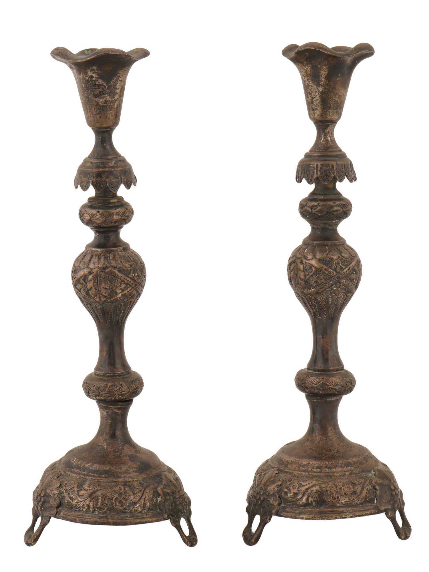 PAIR OF ANTIQUE RUSSIAN 84 SILVER CANDLE HOLDERS (1 of 9)