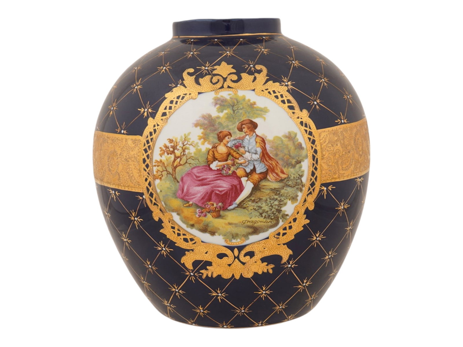 LARGE VINTAGE LIMOGES PORCELAIN VASE W PAINTING (1 of 7)