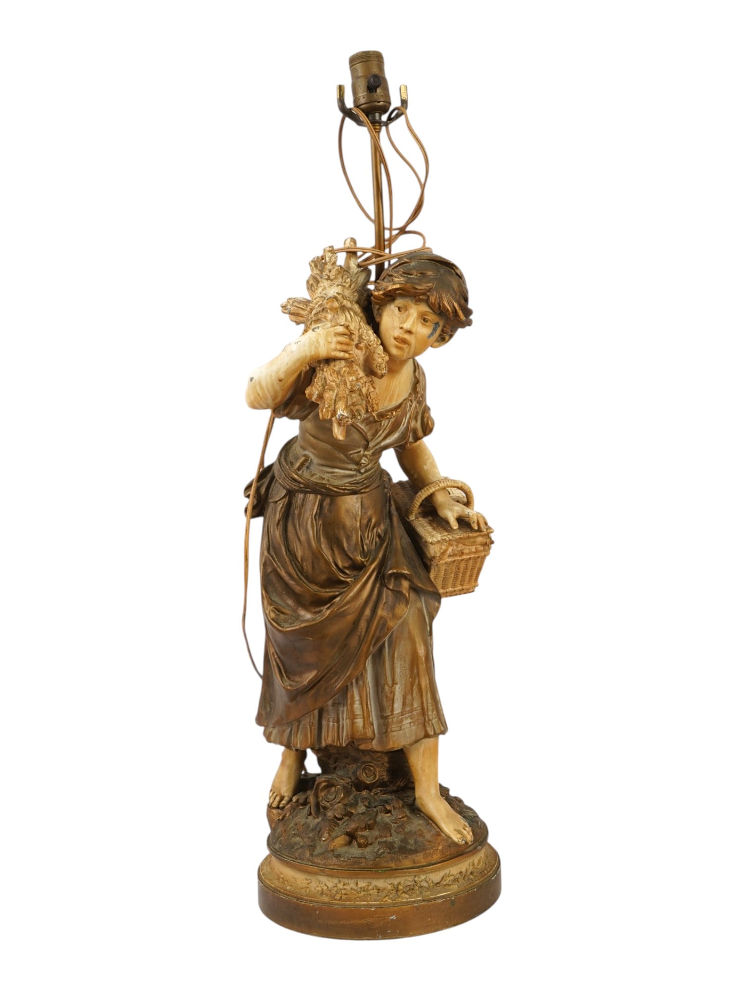 ANTIQUE FRENCH AUGUSTE MOREAU FIGURAL TABLE LAMP (1 of 14)