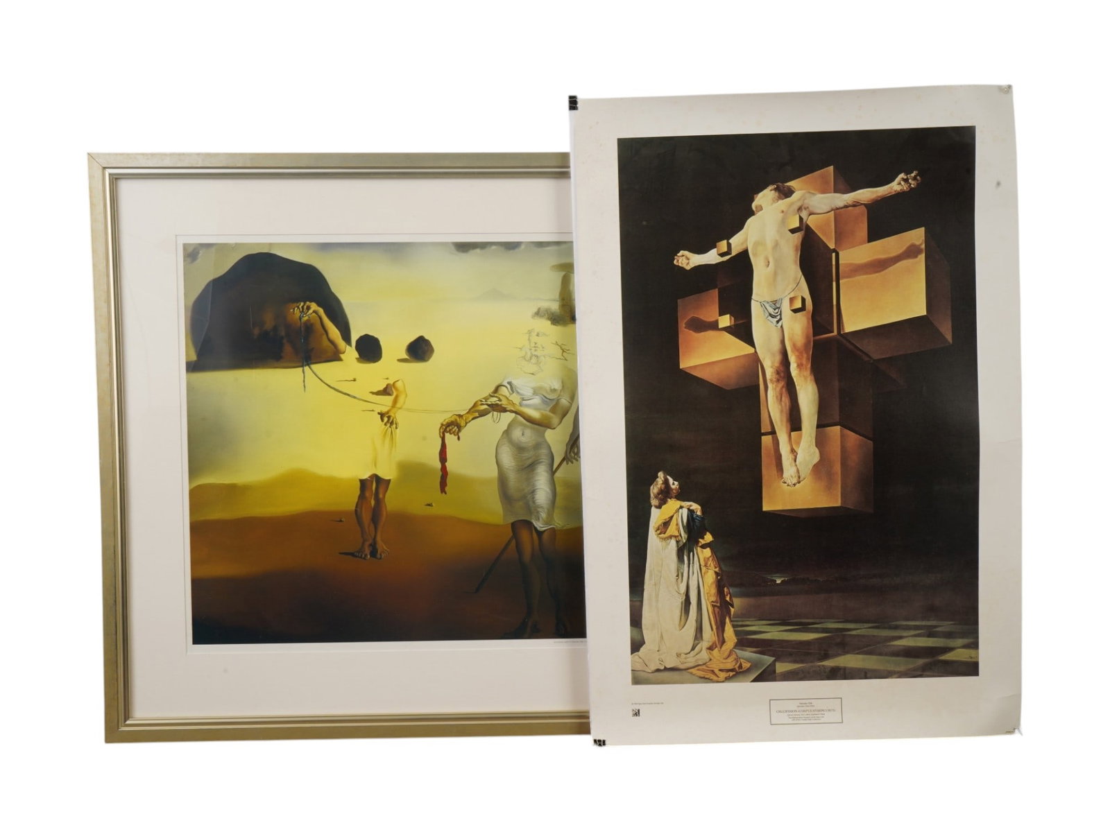 PAIR OF SALVADOR DALI SURREALIST COLOR PRINTS: Salvador Dali, Spanish, 1904 to 1989, pair of fine color print reproductions of the artist's oil paintings. Enchanted Beach with Three Fluid Graces, 1938, published by Fundacio Gala - Salvador Dali, 2
